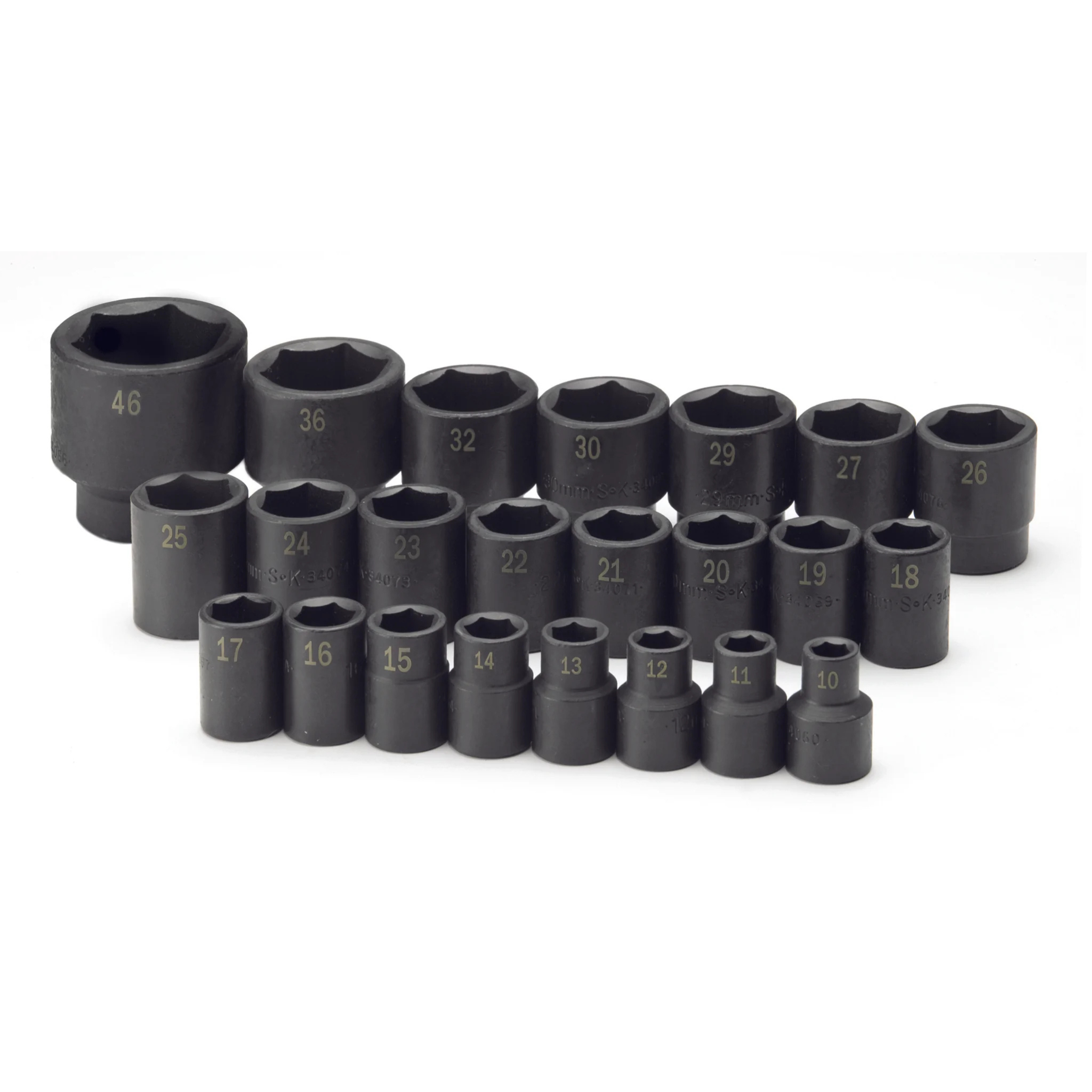 SK Tools USA - 23 Piece 1/2" Drive 6 Point Standard Metric Impact Socket Set