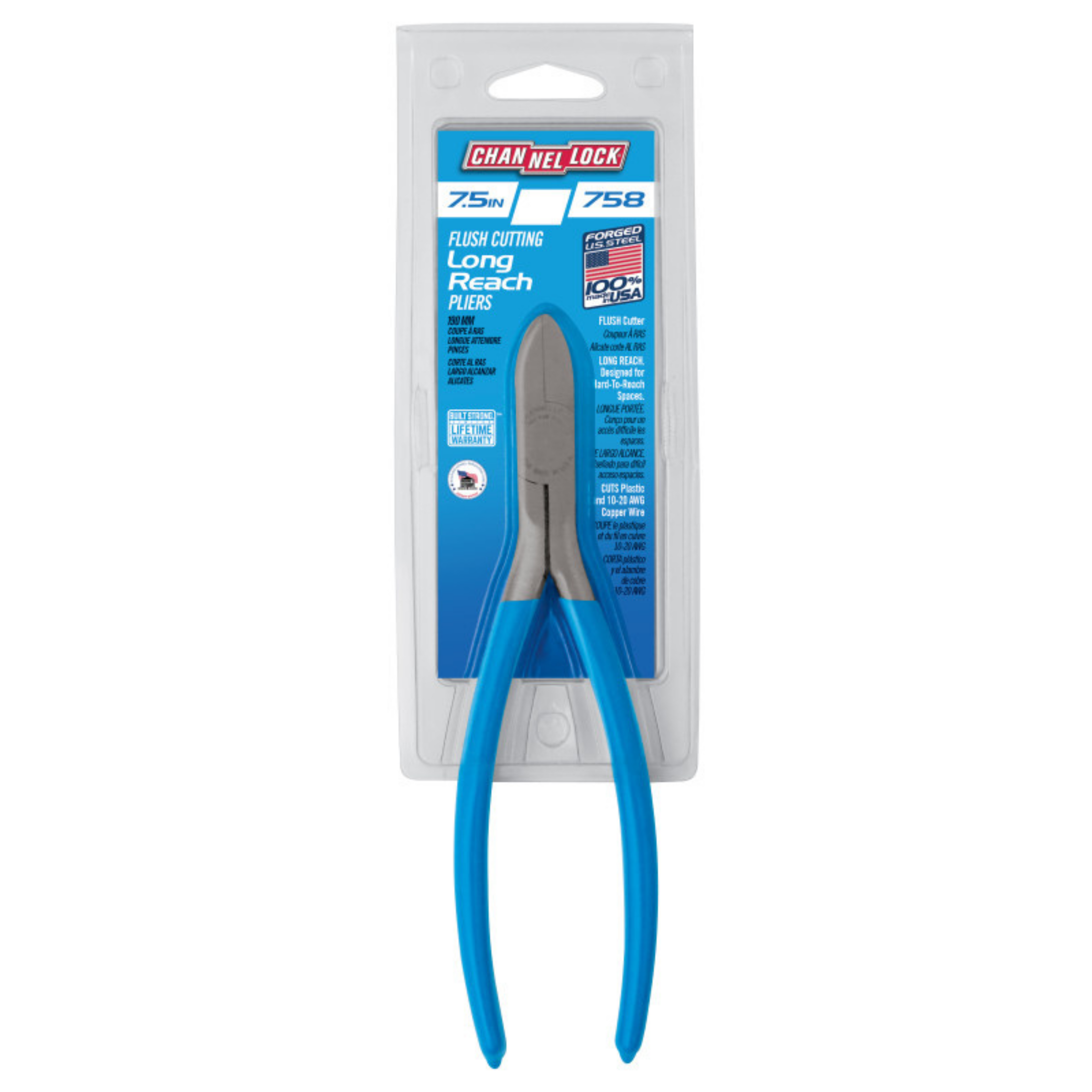 Channellock 7.5-Inch Flush Cutting Long Reach Pliers