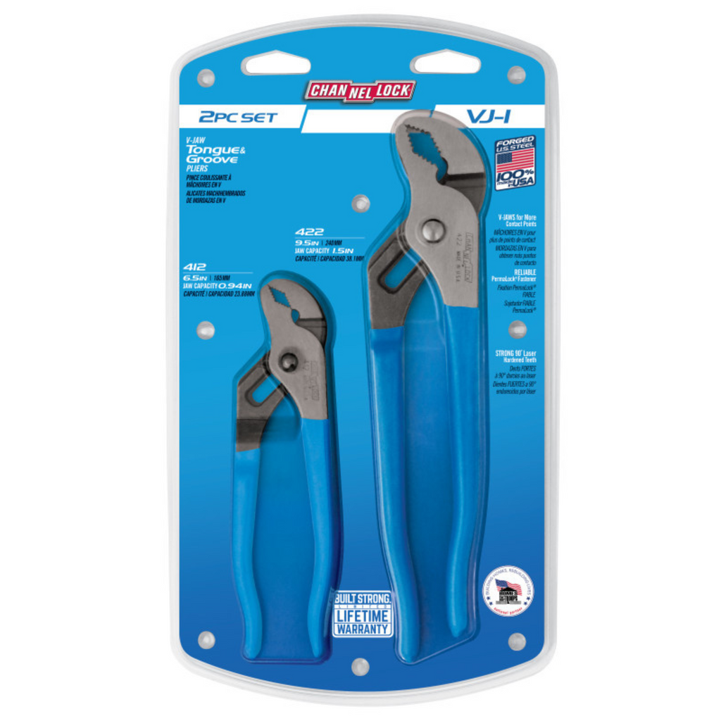 Channellock 2pc V-Jaw Tongue & Groove Pliers Set