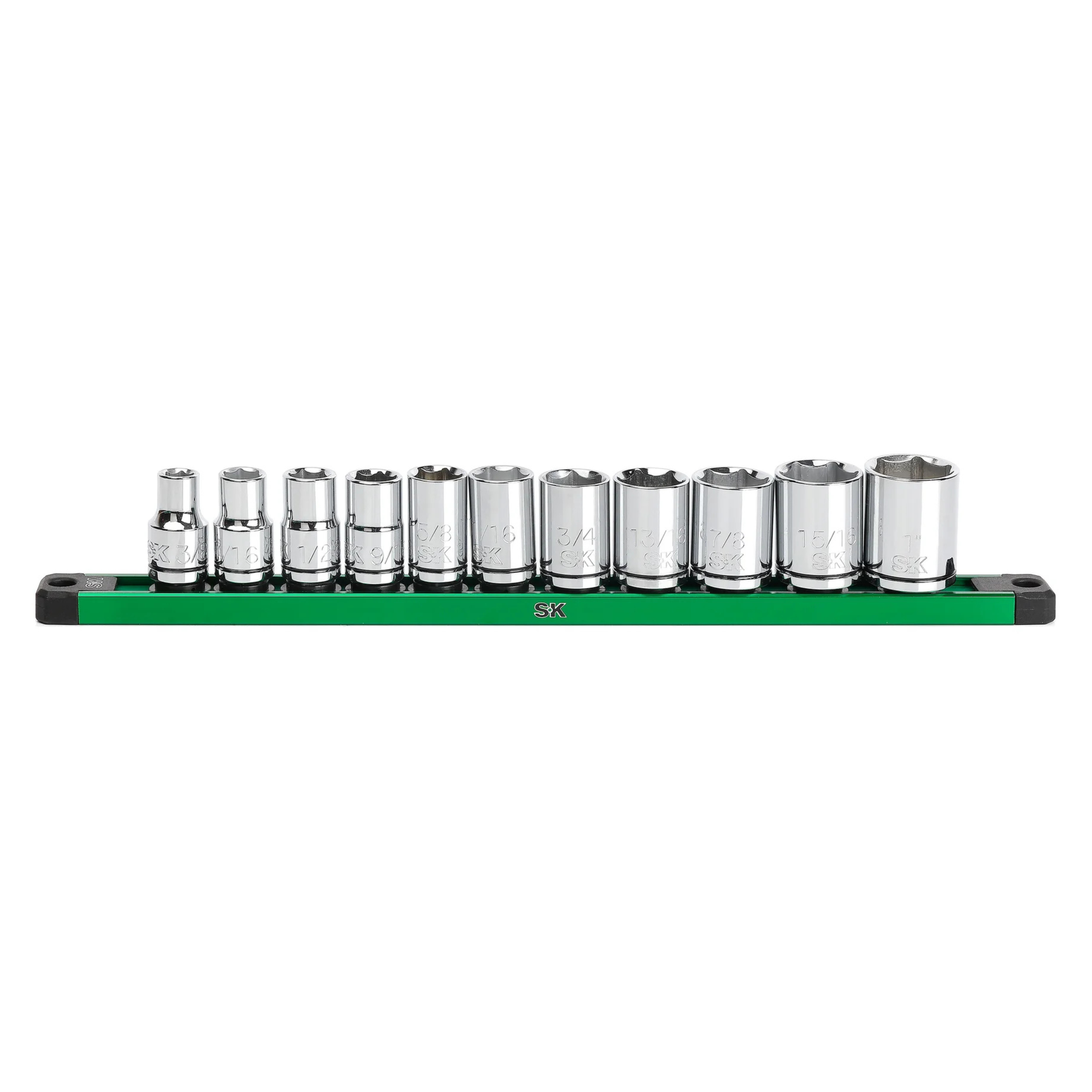 SK Tools USA - 1/2" Drive, 11 Piece, 6 Point, SAE, Standard Chrome Socket Set