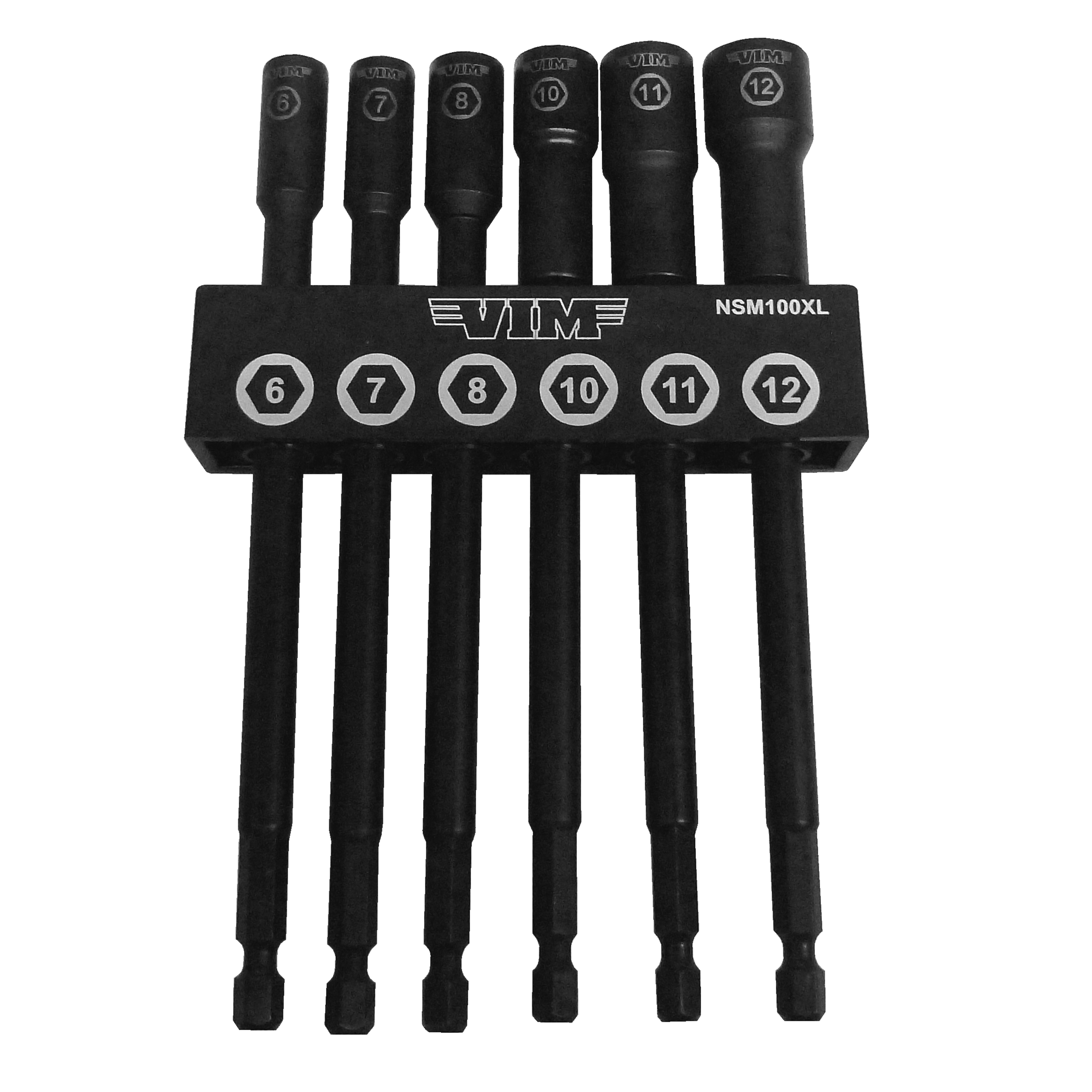 VIM Tools - Metric Extra Long Nut Setter Kit, 6″ OAL, 6m, 7m, 8m, 10m, 11m, & 12m