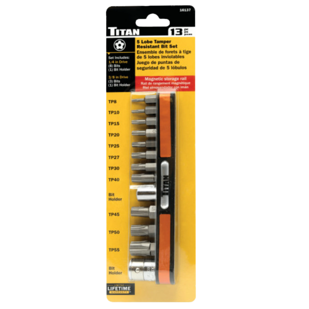 13 pc. Tamper Resistant 5-Lobe Star Bit Socket Set (16137) - Ridge Toolbox