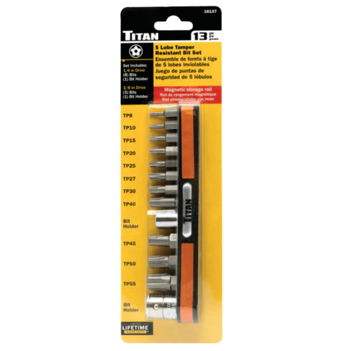 13 pc. Tamper Resistant 5-Lobe Star Bit Socket Set (16137)