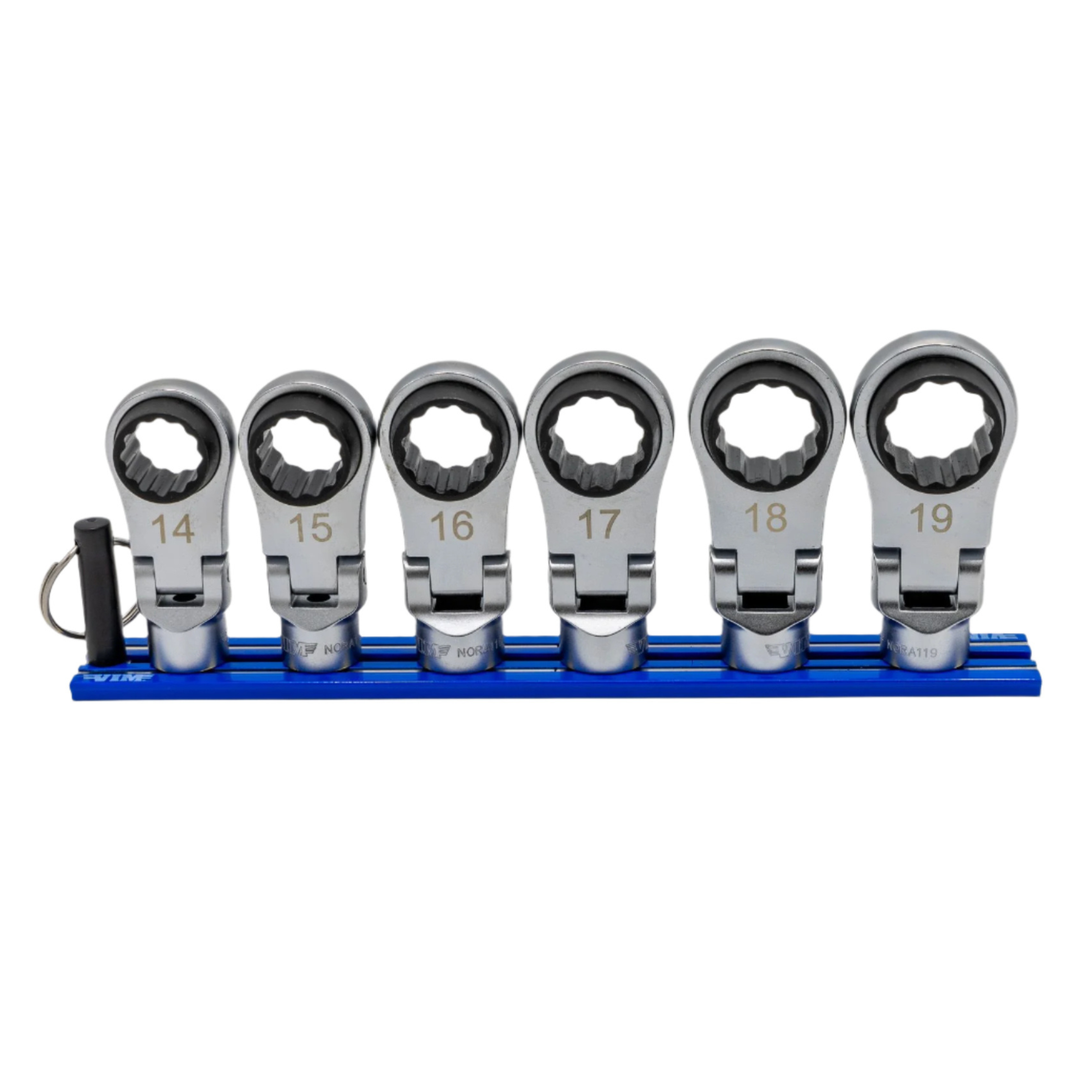 VIM Tools - 6 PC. 12PT OFFSET, FLEX HEAD RATCHETING WRENCH ATTACHMENTS (14 - 19MM)