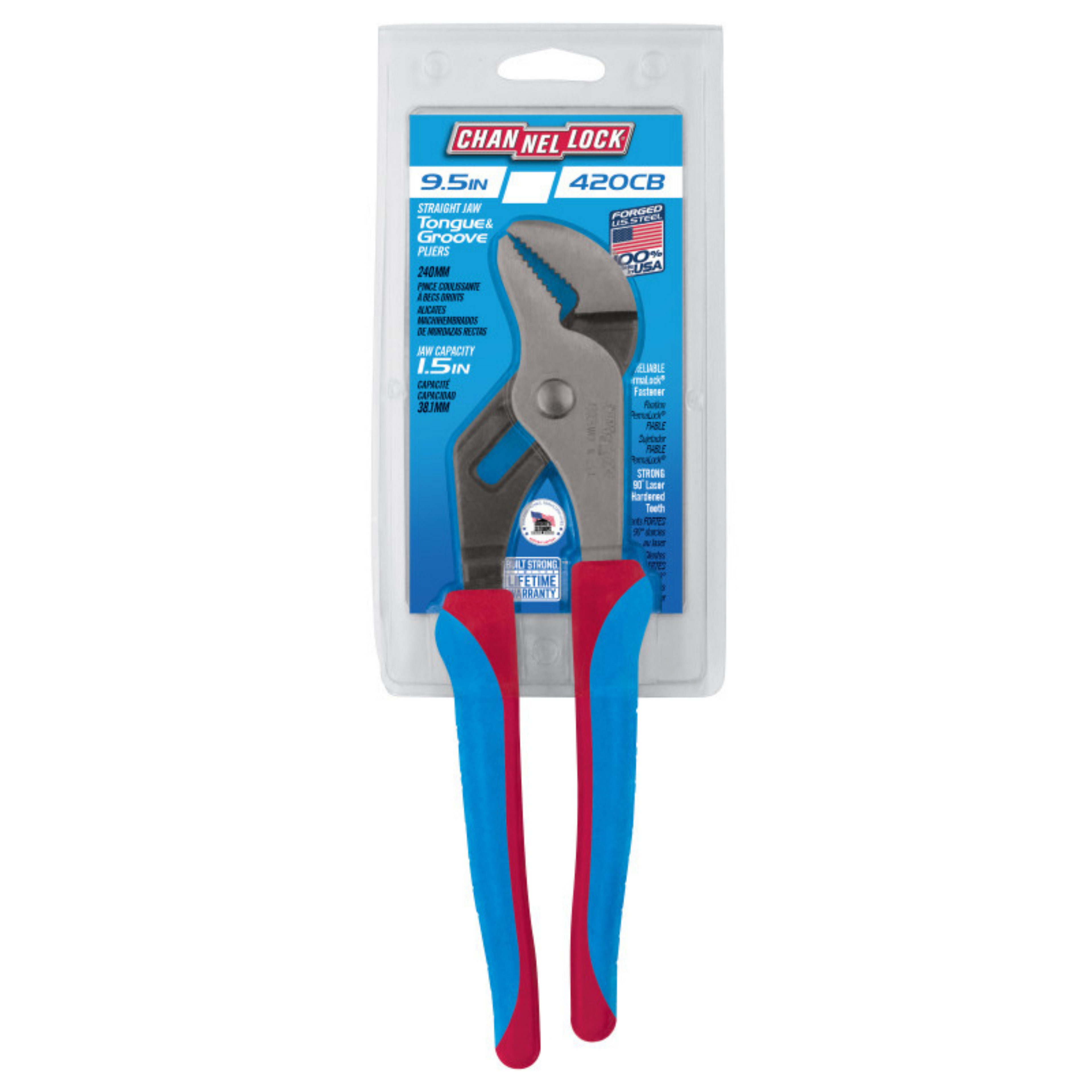Channellock Straight Jaw Pliers 9.5-Inch CODE BLUE® for Ultimate Grip and Precision
