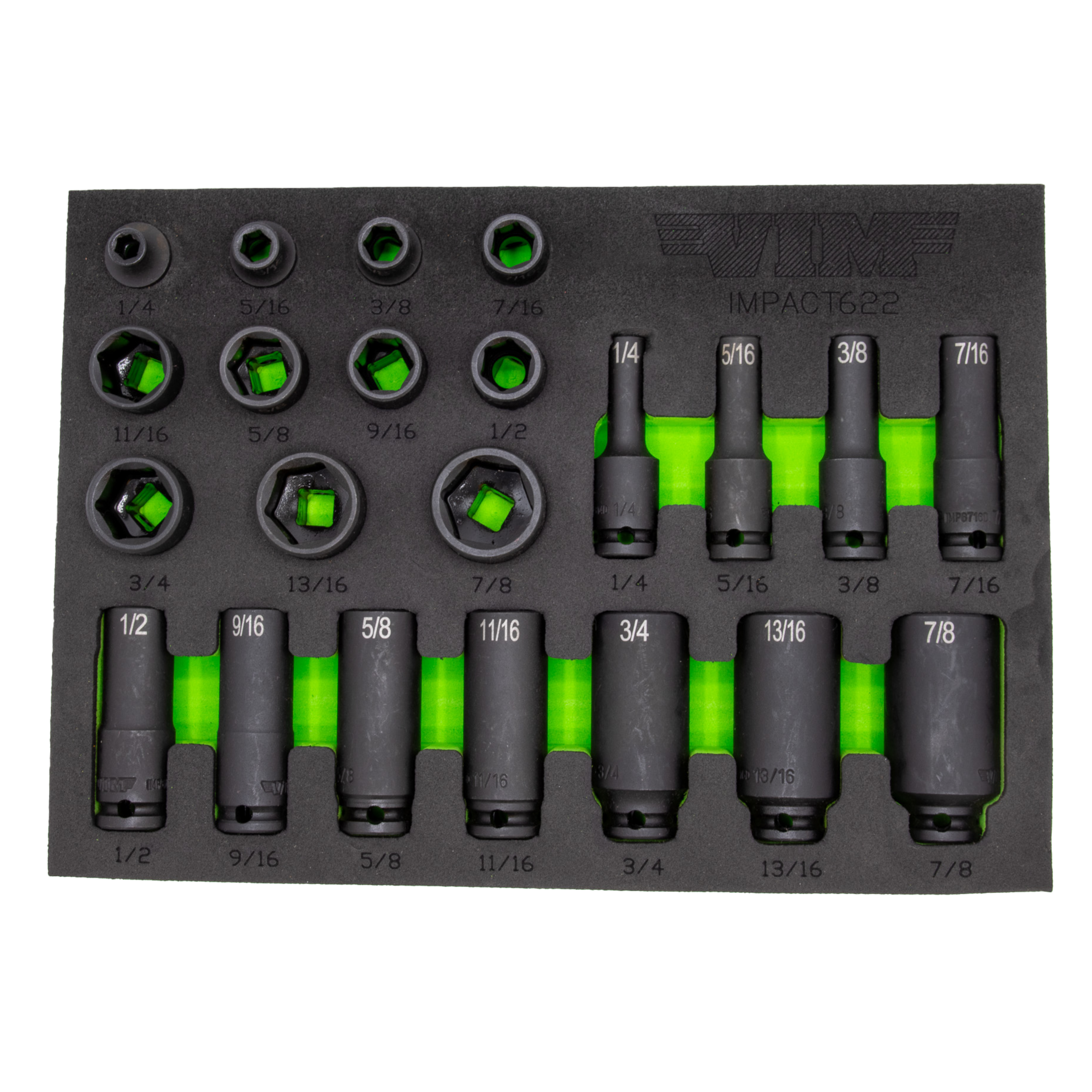 VIM Tools - 22 Piece 3/8″ Drive SAE Impact Socket Set