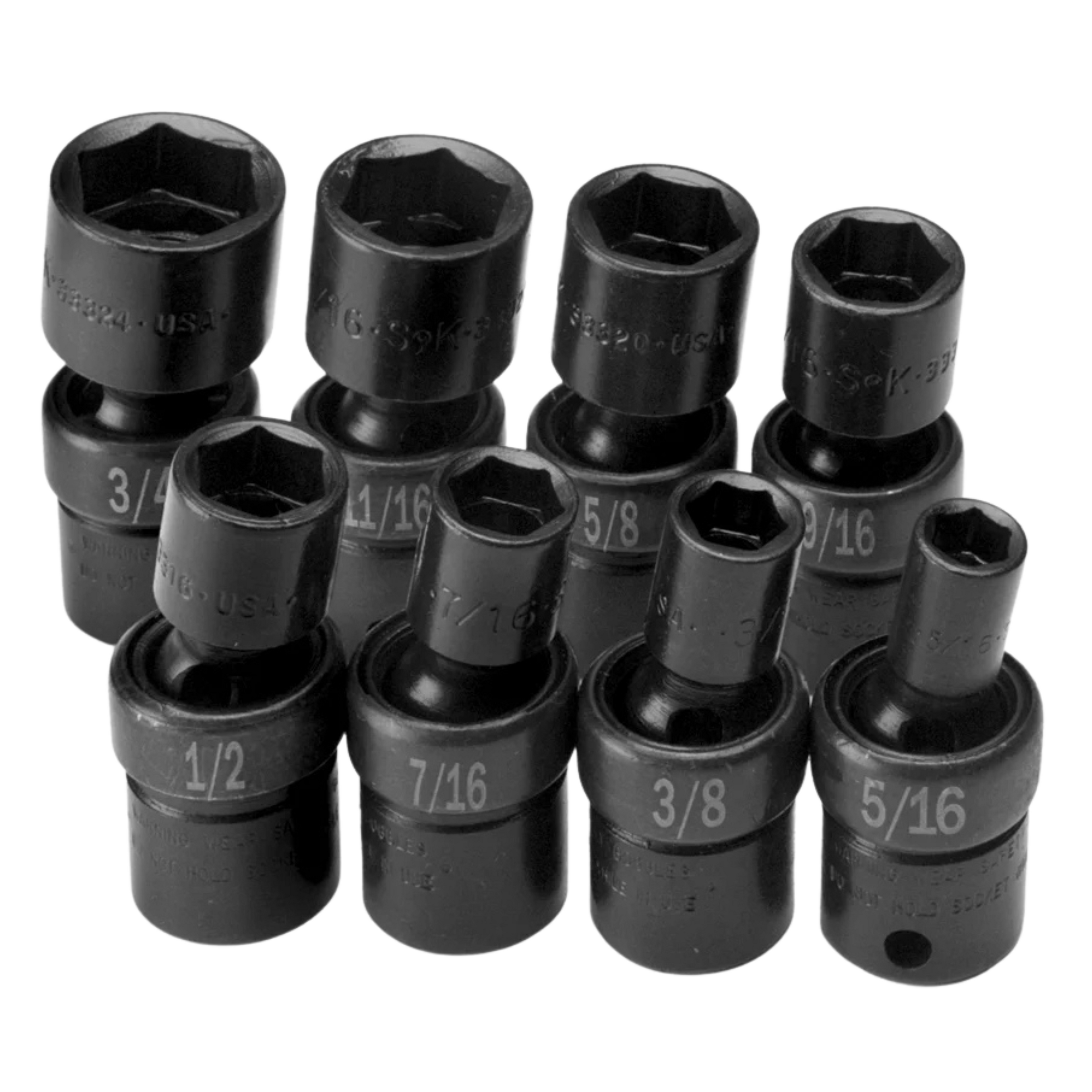 SK Tools USA - 8 Piece 3/8" Drive 6 Point Swivel Fractional Impact Socket Set