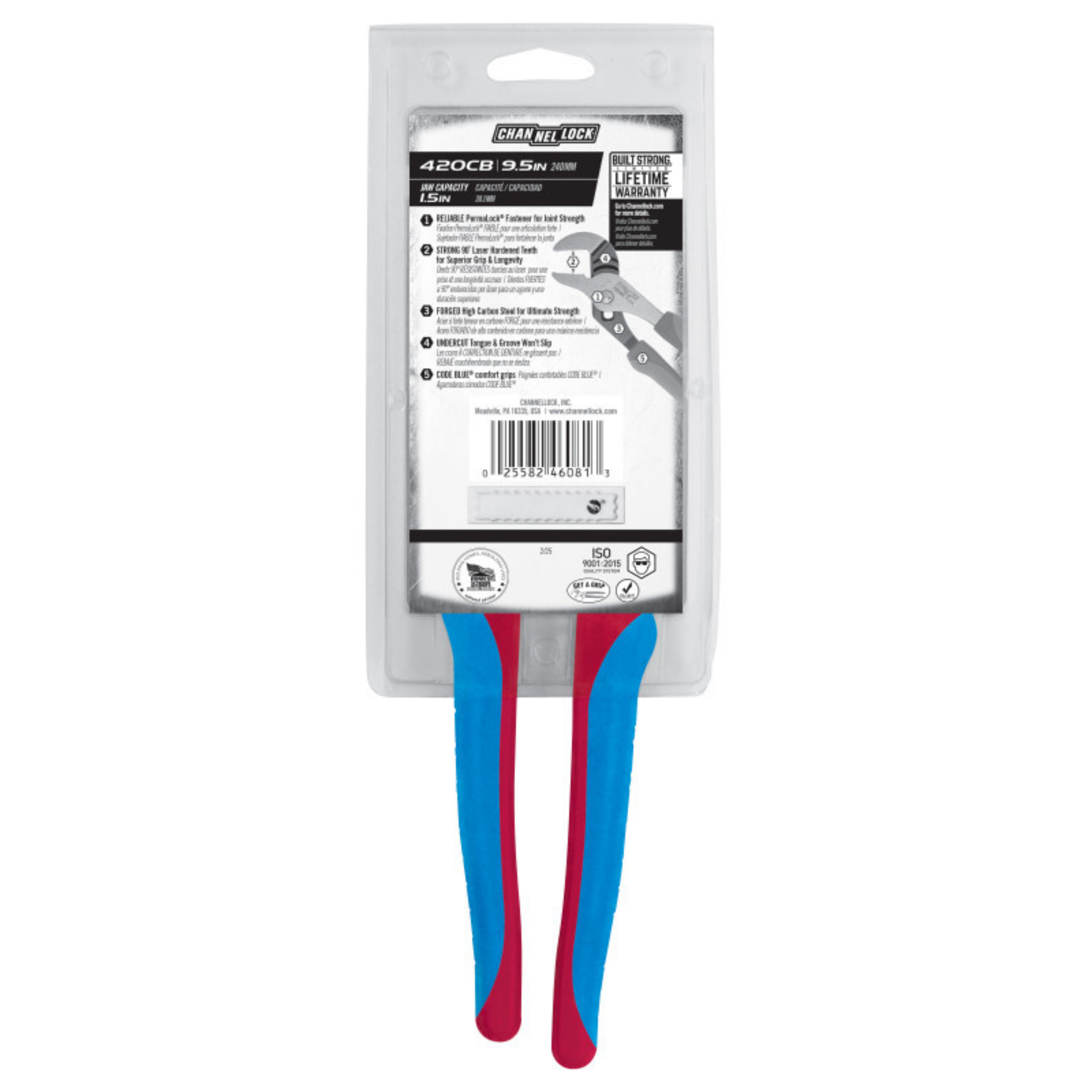 Channellock Straight Jaw Pliers 9.5-Inch CODE BLUE® for Ultimate Grip and Precision