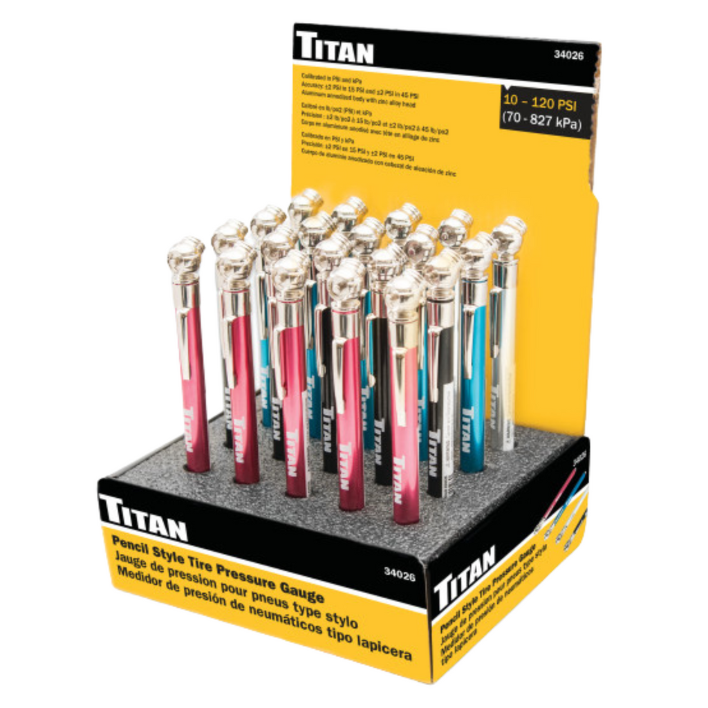 10-120 PSI Pencil Tire Gauge Display (34026) - Ridge Toolbox