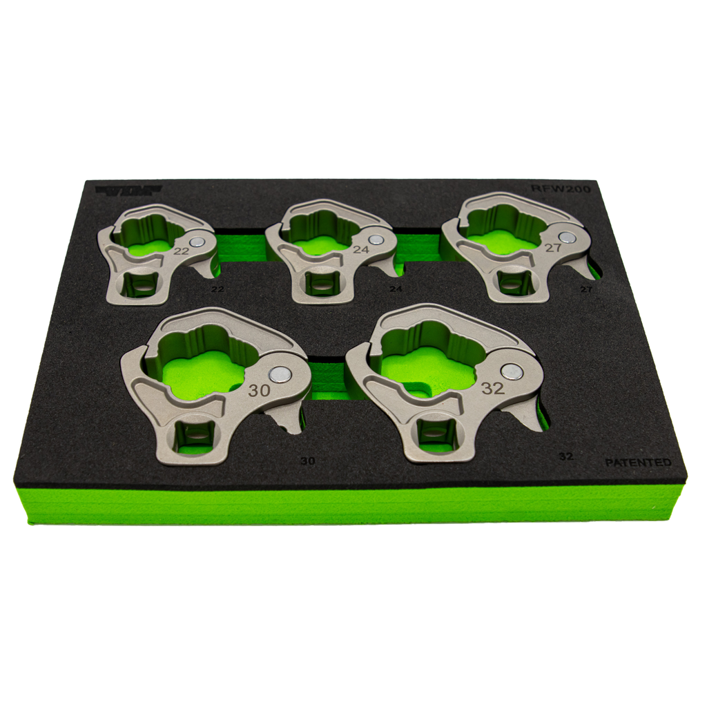VIM Tools - 5 PC. 1/2” DR. LARGE RATCHETING FLARE NUT WRENCH SET (22, 24, 27, 30, 32MM)