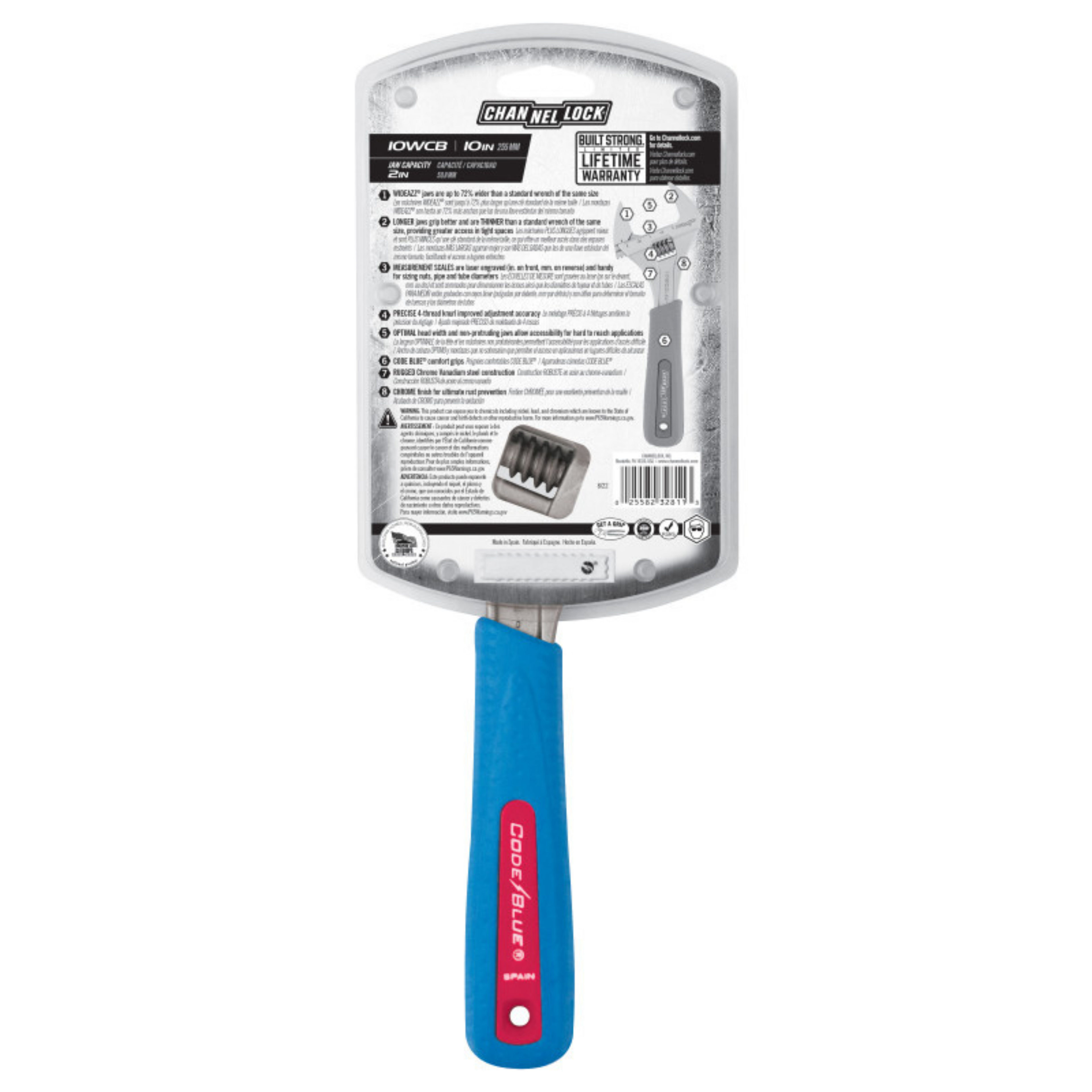 Channellock 10-Inch CODE BLUE® WideAzz® Adjustable Wrench