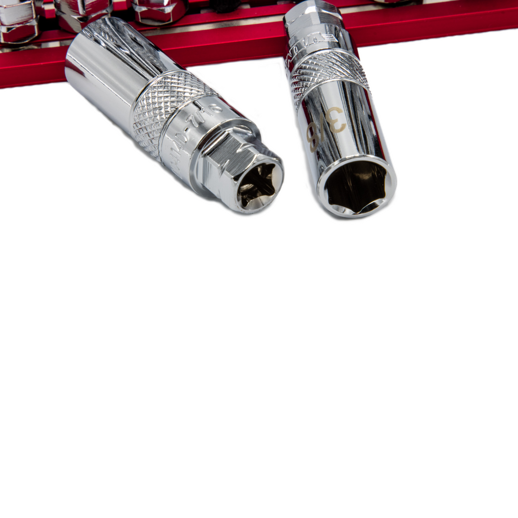 VIM Tools - Dual Drive Deep SAE Socket Set – 1/4" Square Drive, 11mm & 13mm Hex Outer Drive (1/4" - 9/16")