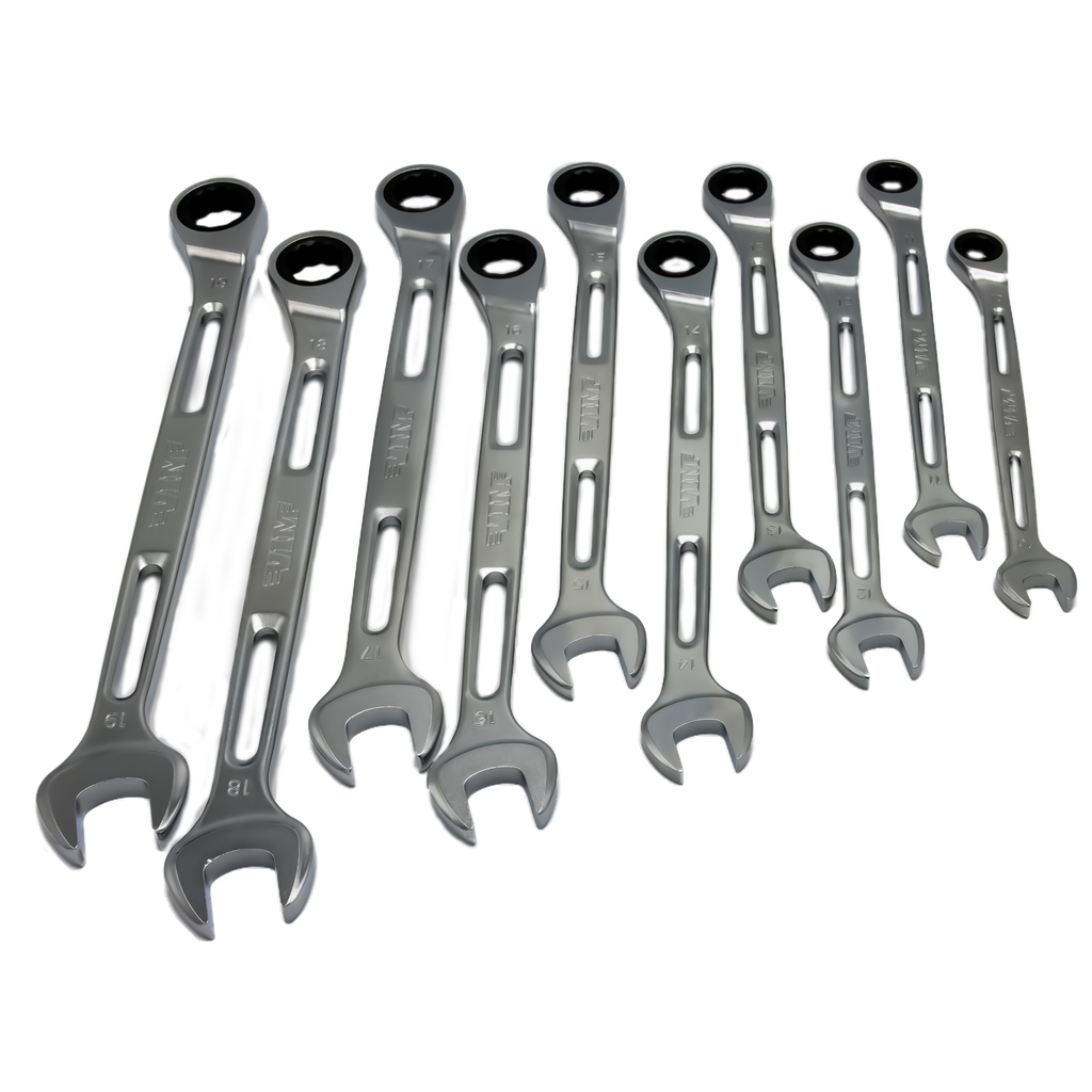 VIM Tools - 10 PIECE SLIM ANGLED RATCHETING WRENCH SET