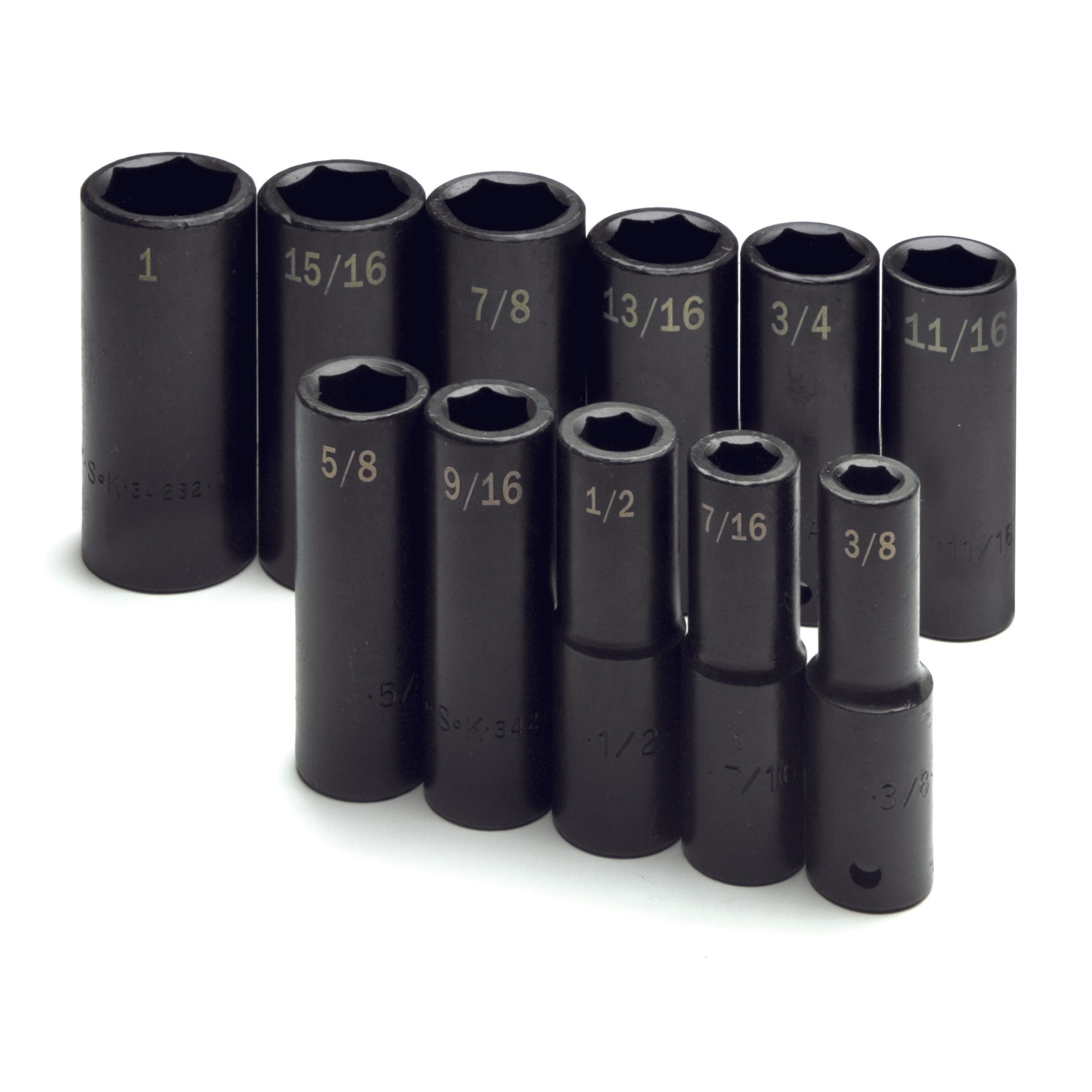 SK Tools USA - 11 Piece 1/2" Drive 6 Point Fractional Deep Impact Socket Set