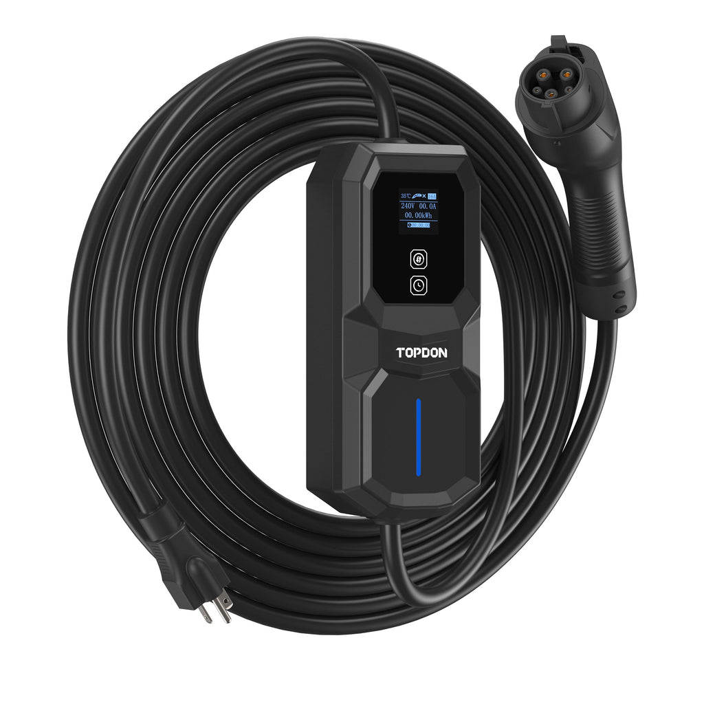 TOPDON AC L2 Port EV Charger, 16A, 3.7KW, N6-20 Plug to 5-15 Adpt.