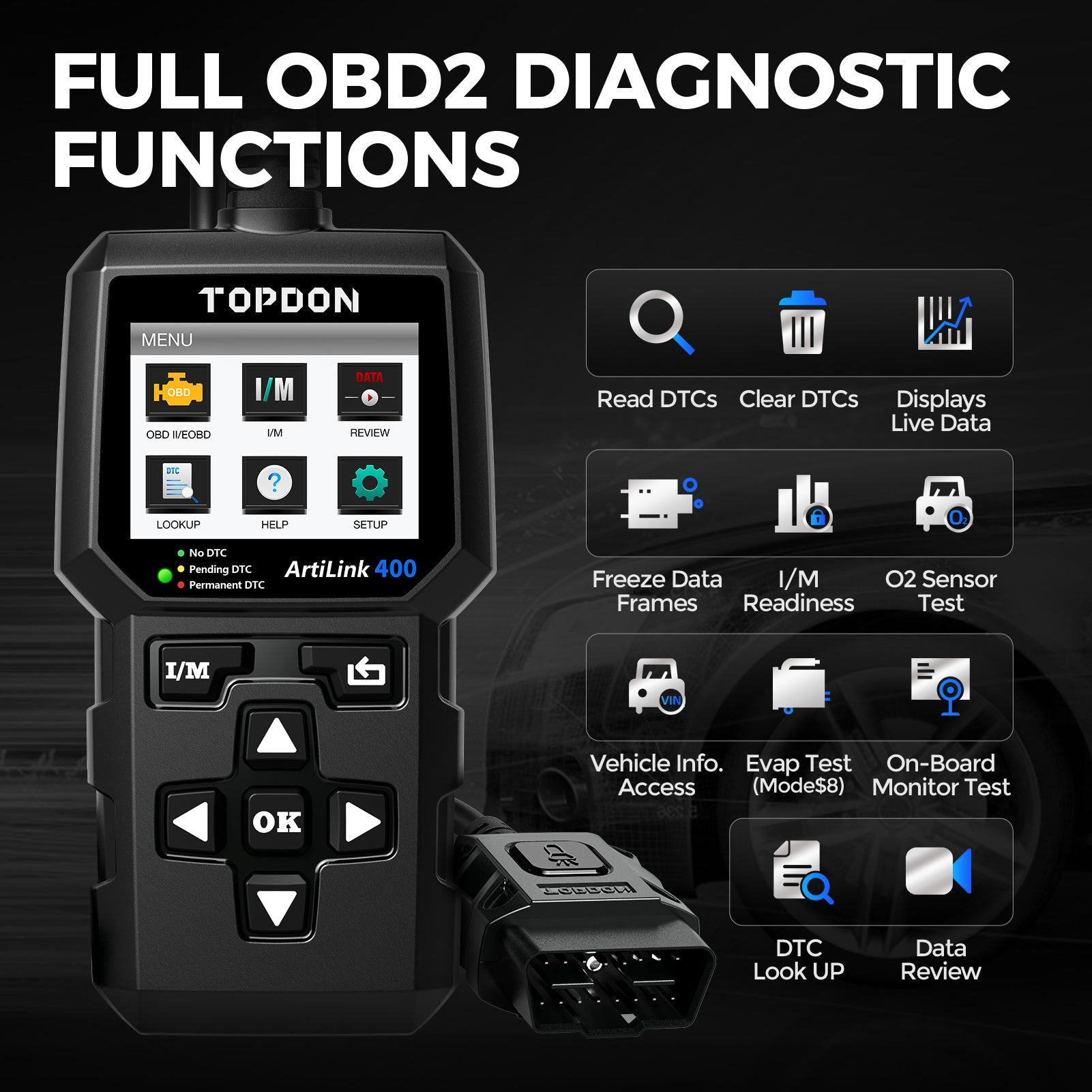 TOPDON Code Reader - 2.4" Screen & Data Graphing