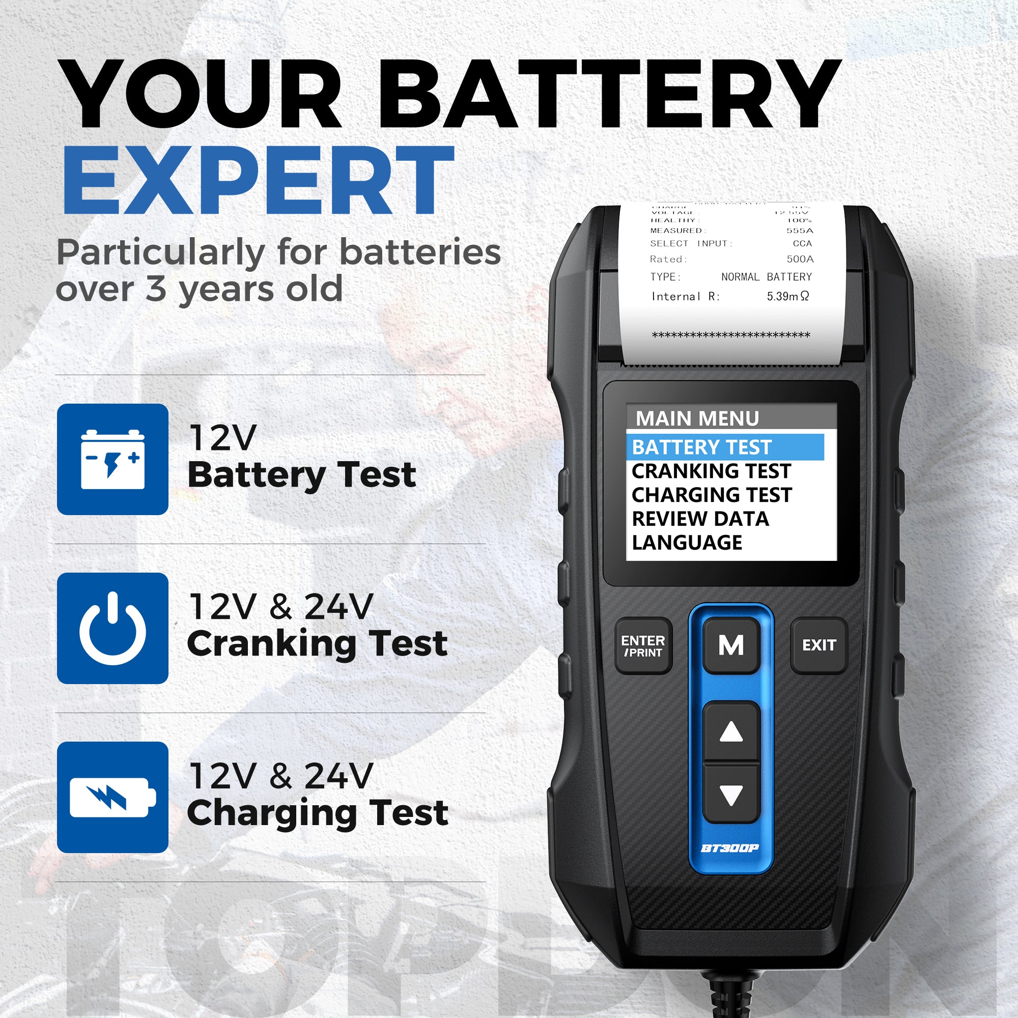 TOPDON Battery, Charging & Cranking System Tester w/Printer