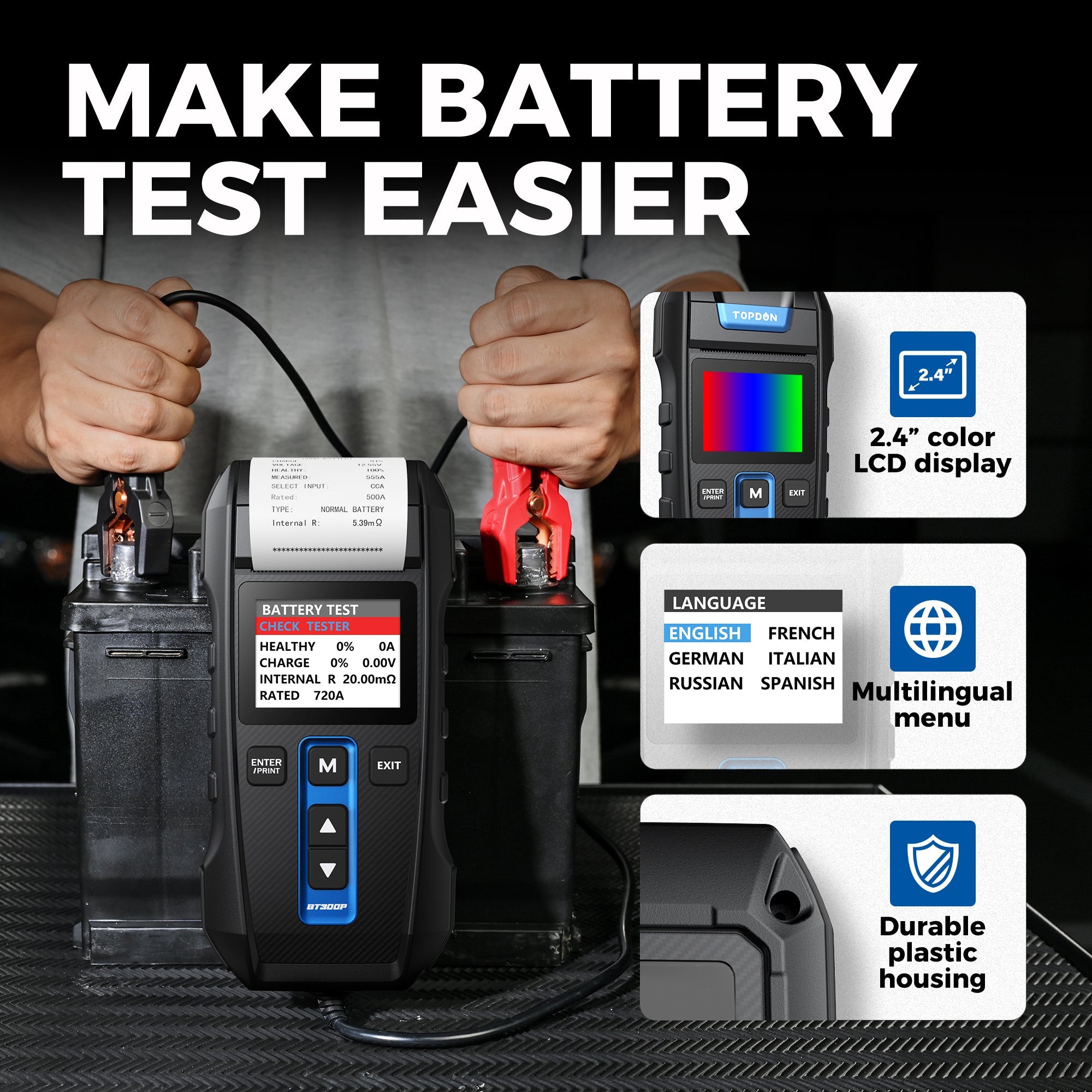TOPDON Battery, Charging & Cranking System Tester w/Printer
