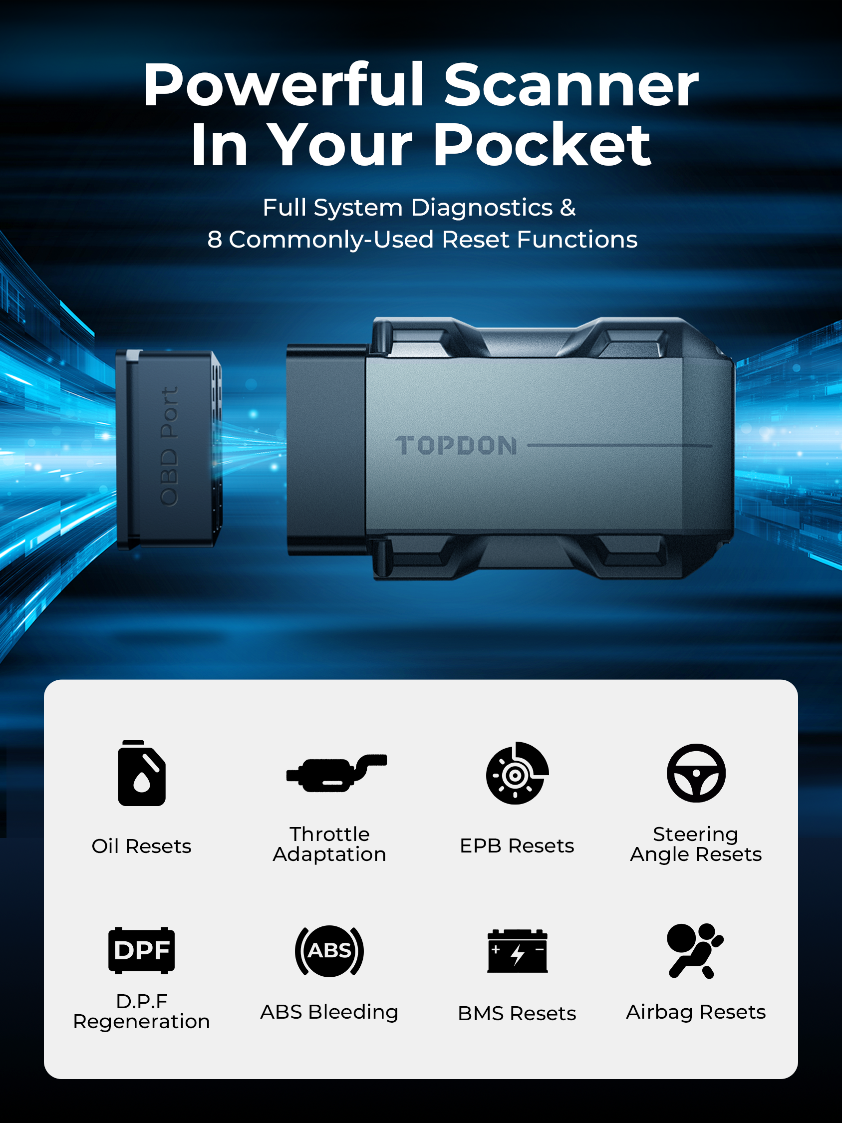 TOPDON Pocket-Size Bluetooth Scan Tool w/Bi-Directional Controls