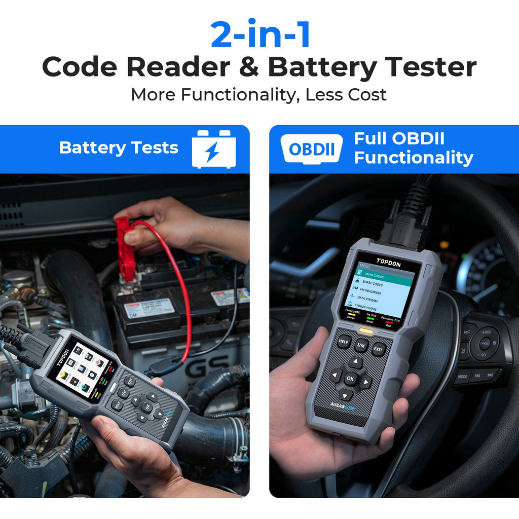 TOPDON 2-in-1 Code Reader & Battery Tester w/Data Graphing
