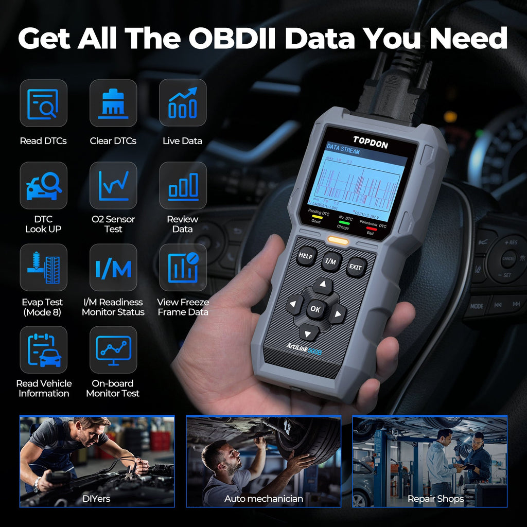 TOPDON 2-in-1 Code Reader & Battery Tester w/Data Graphing