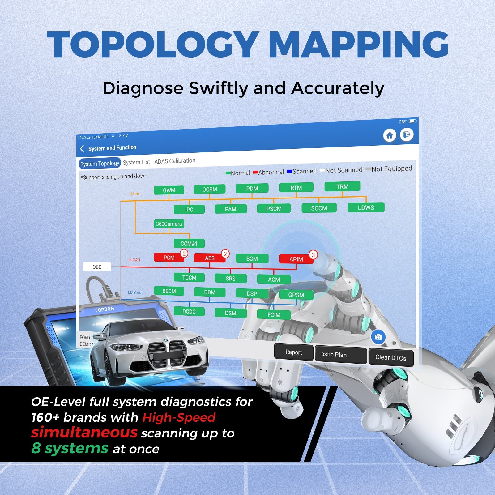 TOPDON 10.1" OE-Level Scan Tool, Cloud-Based Programming, Adv Proto