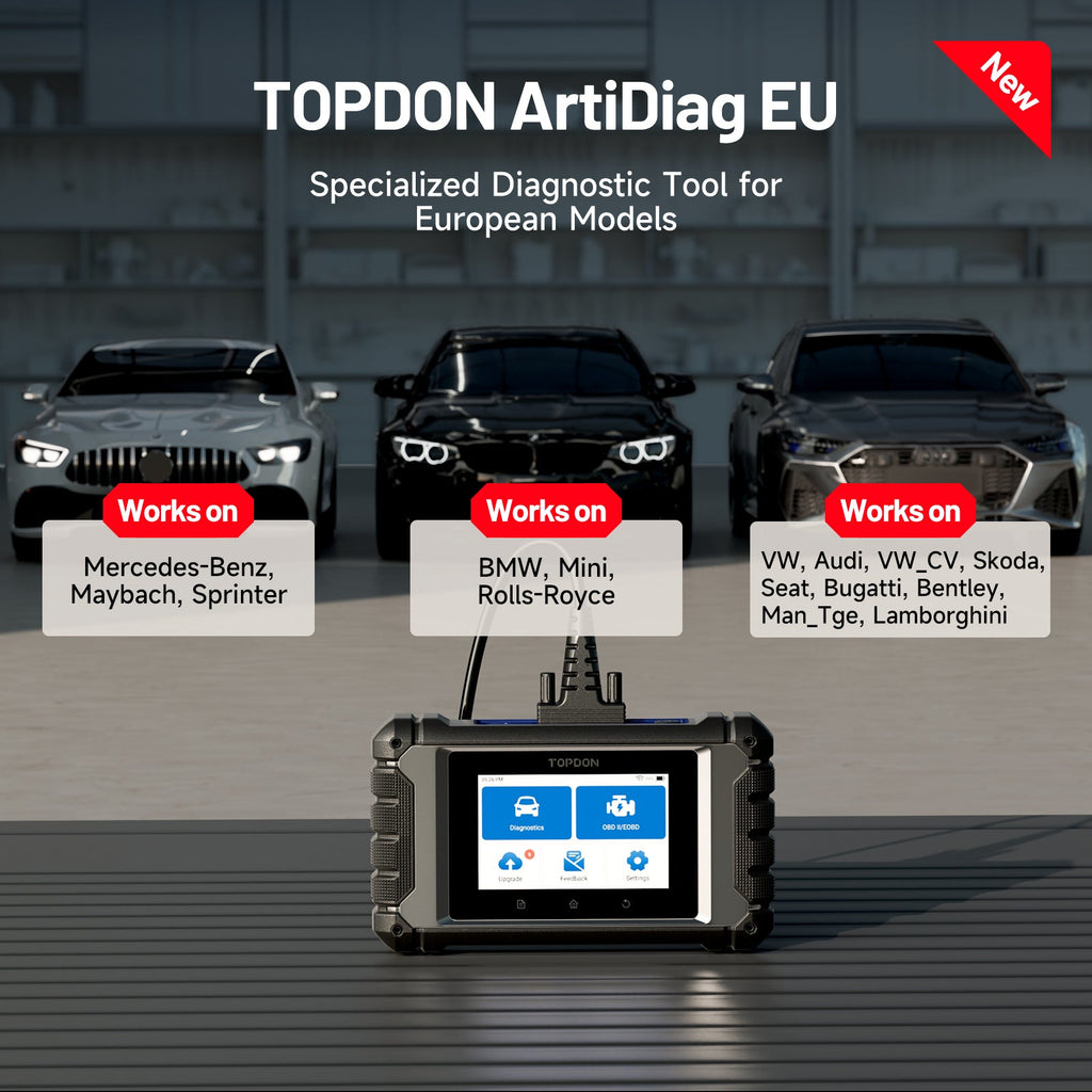 TOPDON 4" Scan Tool for Euro Vehicles, ECU Coding, Free Updates