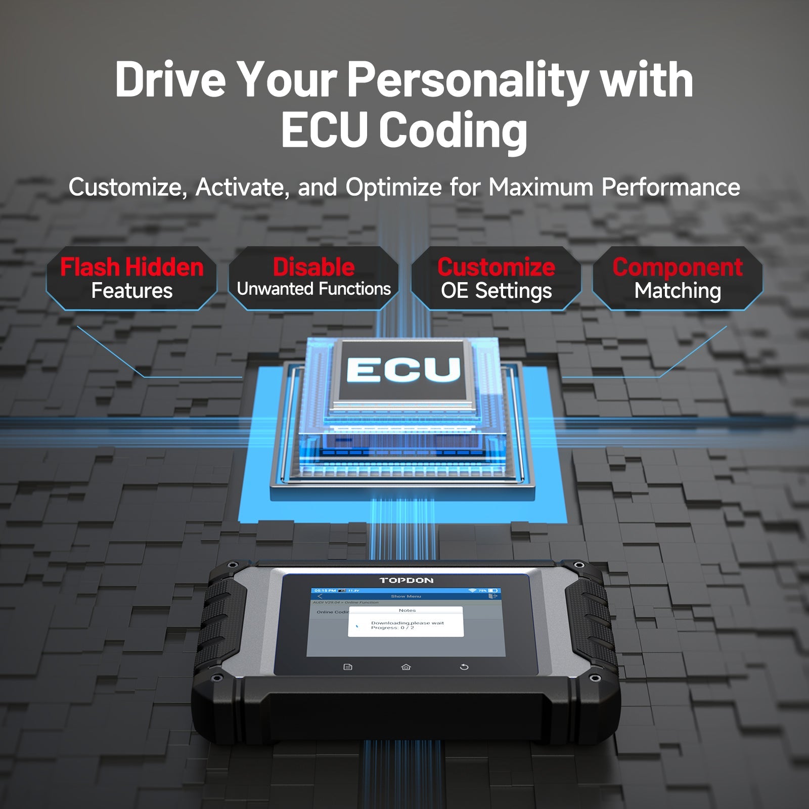 TOPDON 4" Scan Tool for Euro Vehicles, ECU Coding, Free Updates