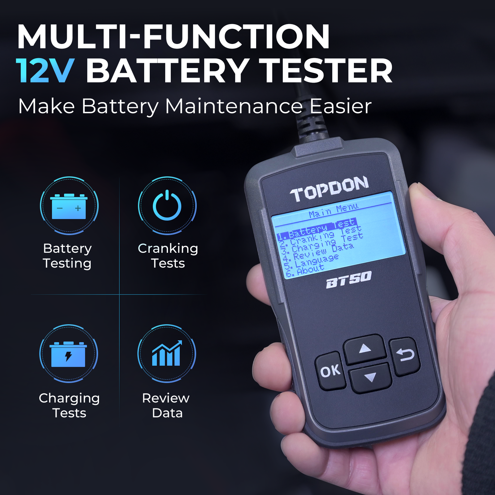 TOPDON Battery, Charging & Cranking System Tester