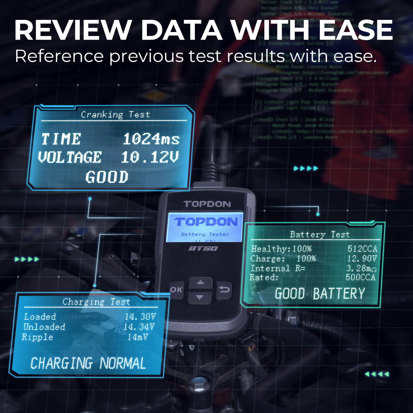 TOPDON Battery, Charging & Cranking System Tester