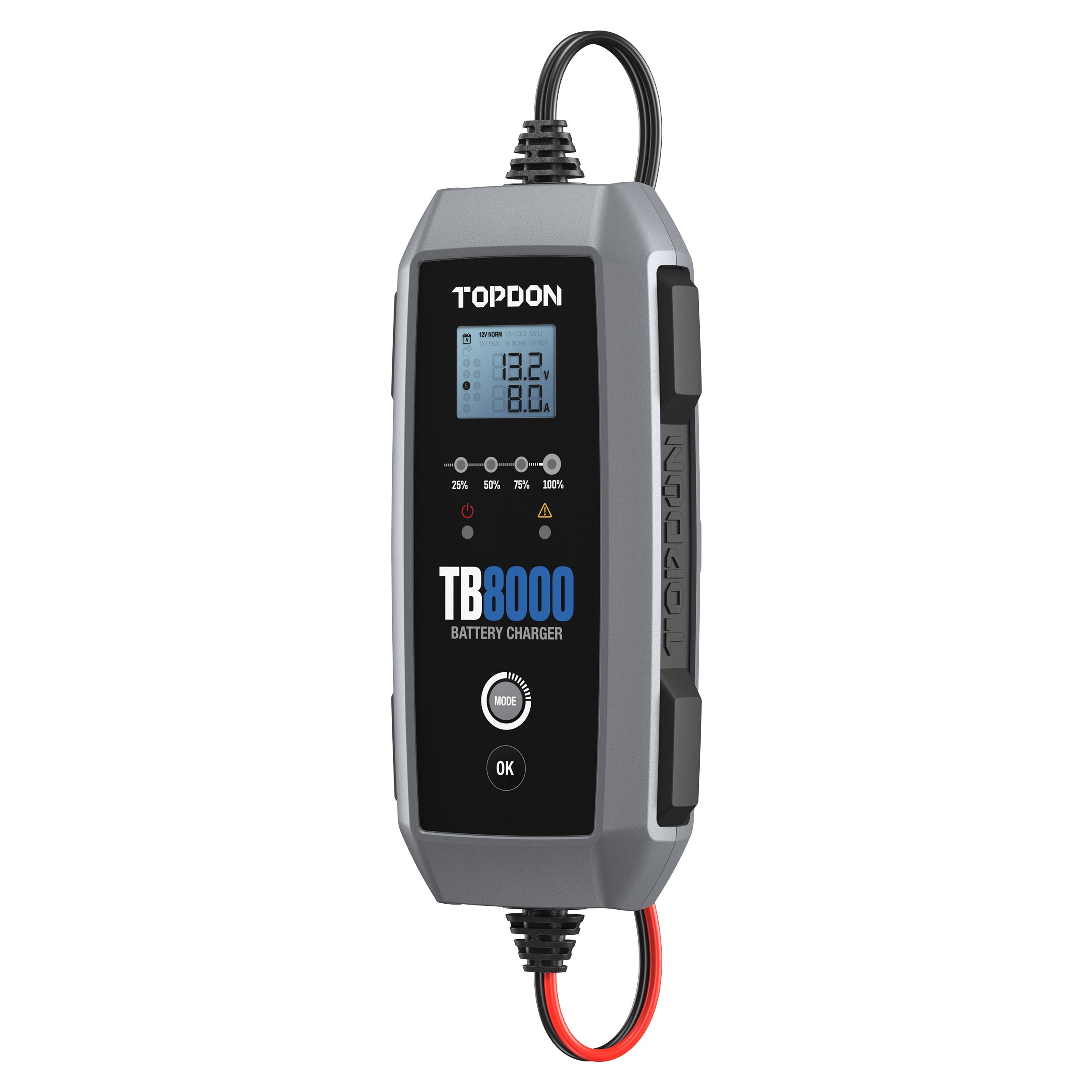 TOPDON 8A Smart Battery Charger LI, WET, GEL, MF, CAL, EFB, AGM