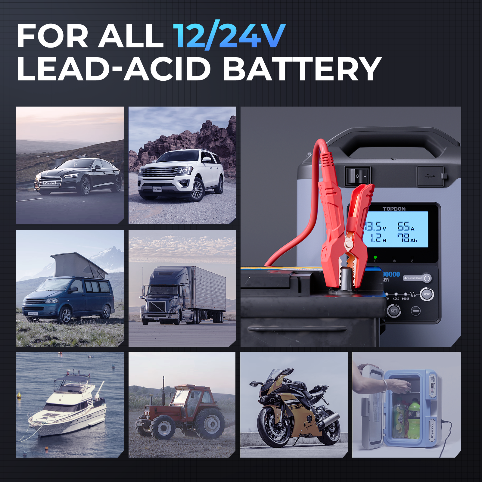 TOPDON 90A Stable Power Supply & Smart Charger 12V/24V