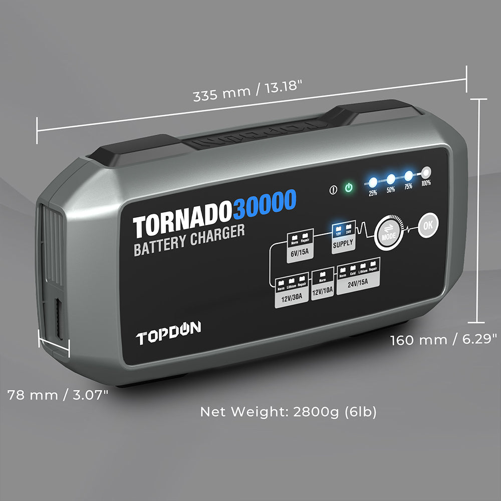 TOPDON 30A Smart Charger and Power Supply 12V/24V