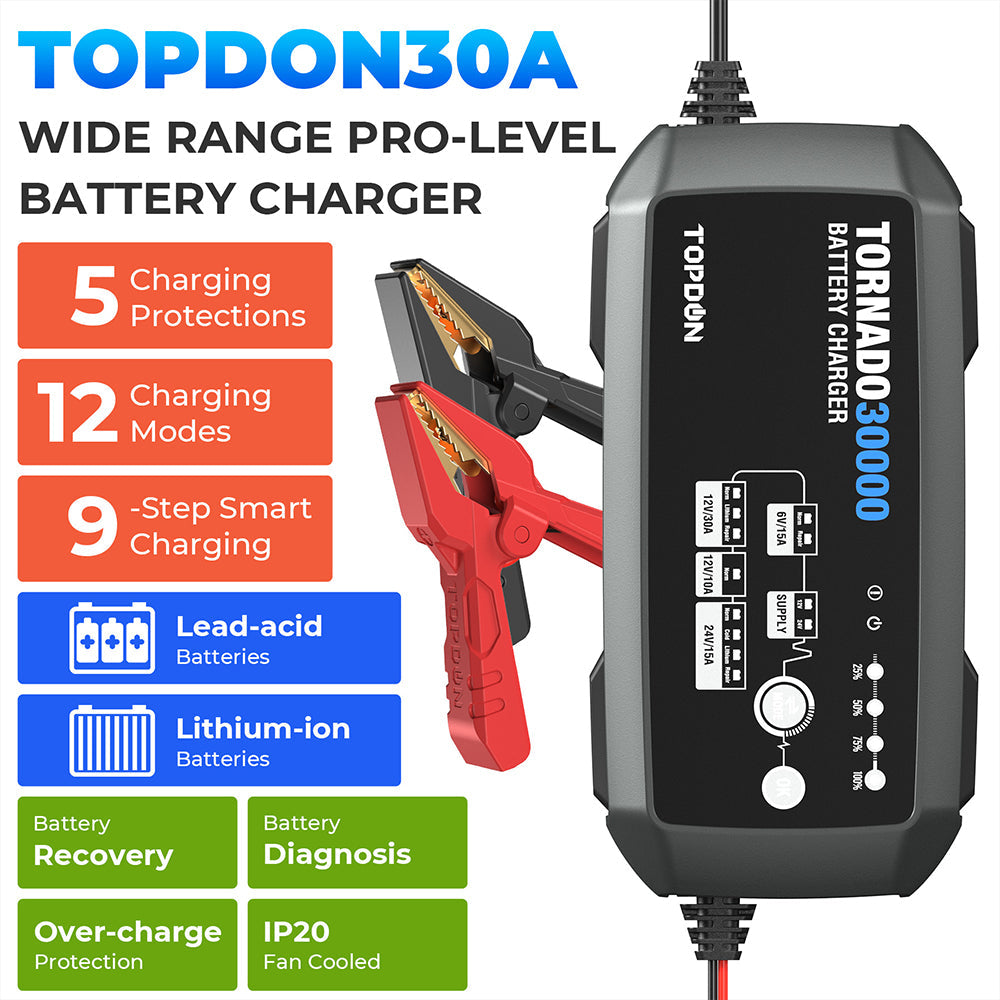 TOPDON 30A Smart Charger and Power Supply 12V/24V