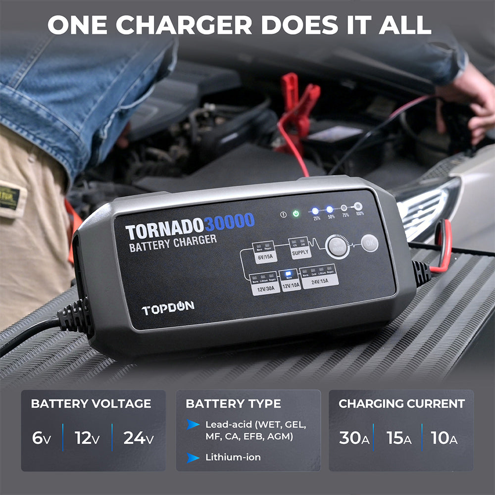 TOPDON 30A Smart Charger and Power Supply 12V/24V