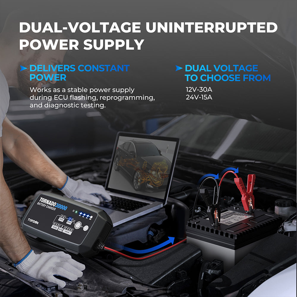 TOPDON 30A Smart Charger and Power Supply 12V/24V