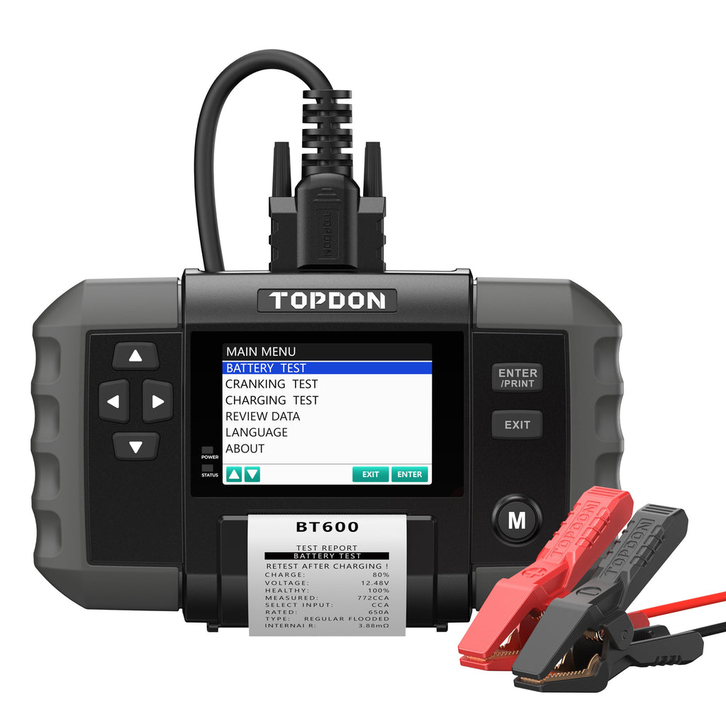 TOPDON 12V Battery & 12V/24V System Tester w/Built-in Printer