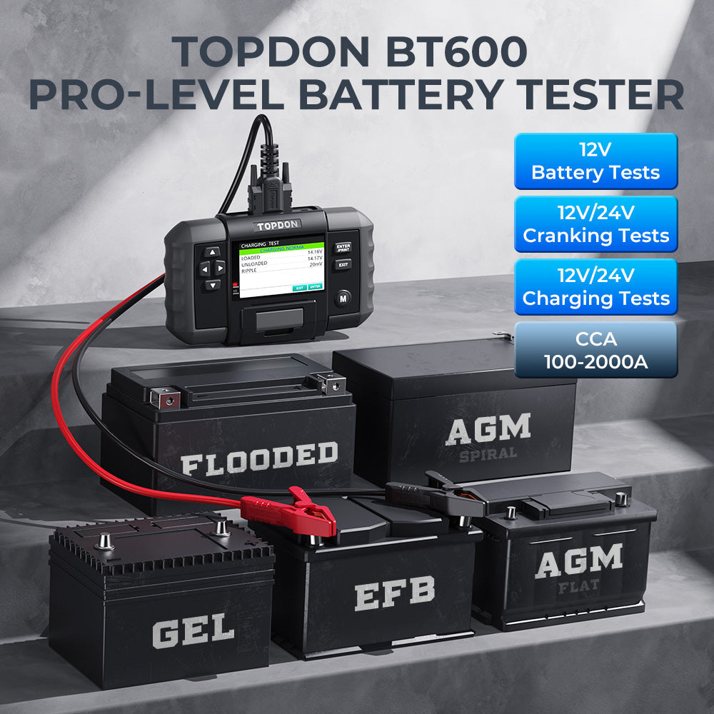 TOPDON 12V Battery & 12V/24V System Tester w/Built-in Printer
