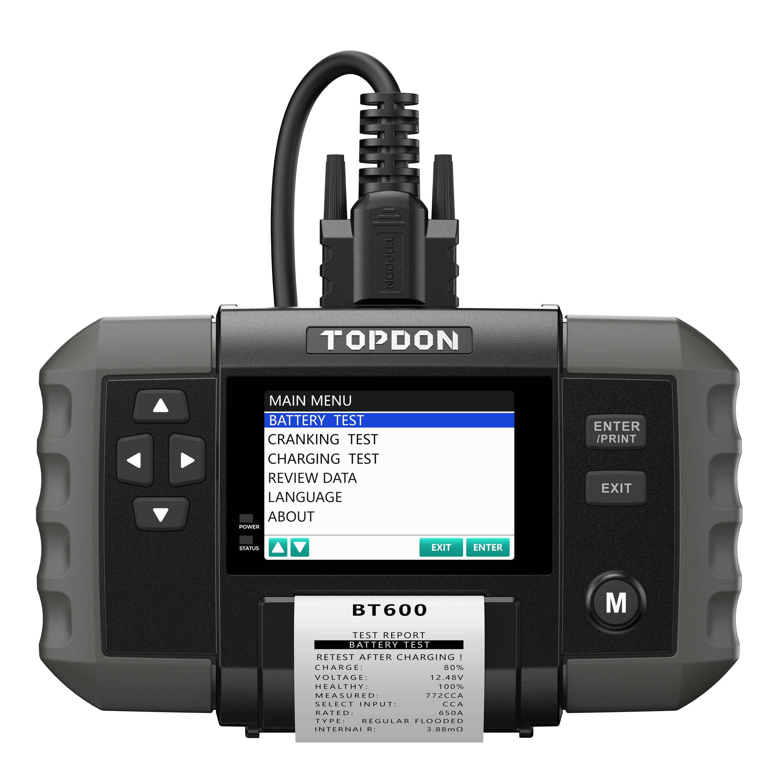 TOPDON 12V Battery & 12V/24V System Tester w/Built-in Printer