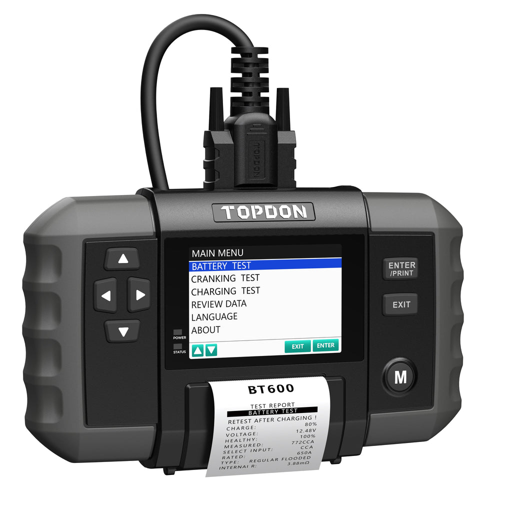 TOPDON 12V Battery & 12V/24V System Tester w/Built-in Printer