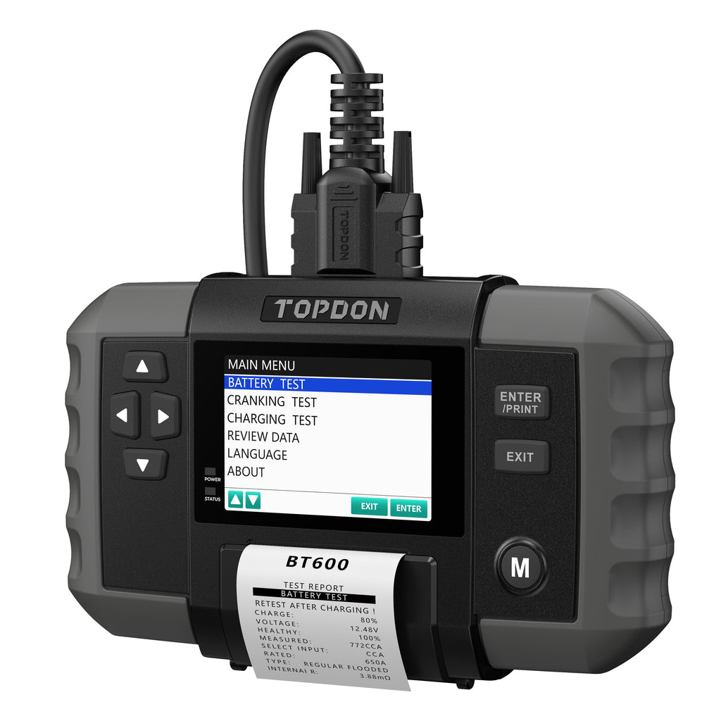 TOPDON 12V Battery & 12V/24V System Tester w/Built-in Printer