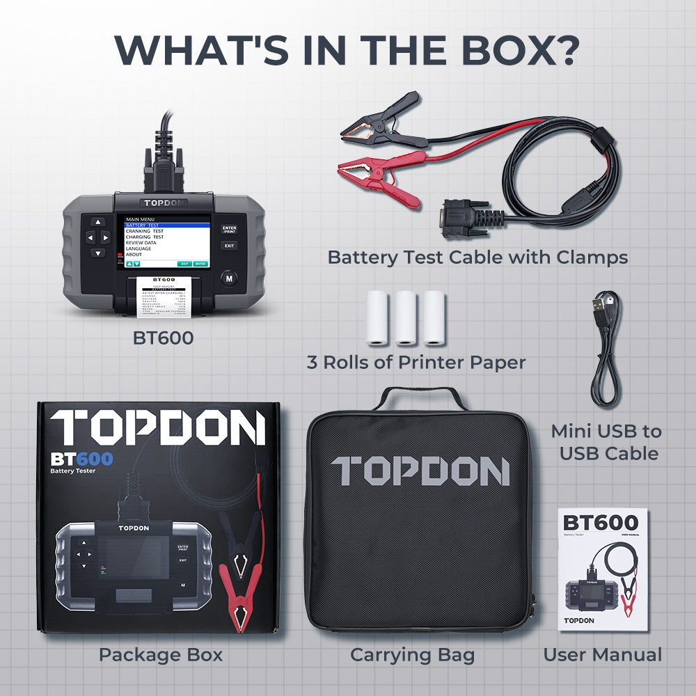 TOPDON 12V Battery & 12V/24V System Tester w/Built-in Printer