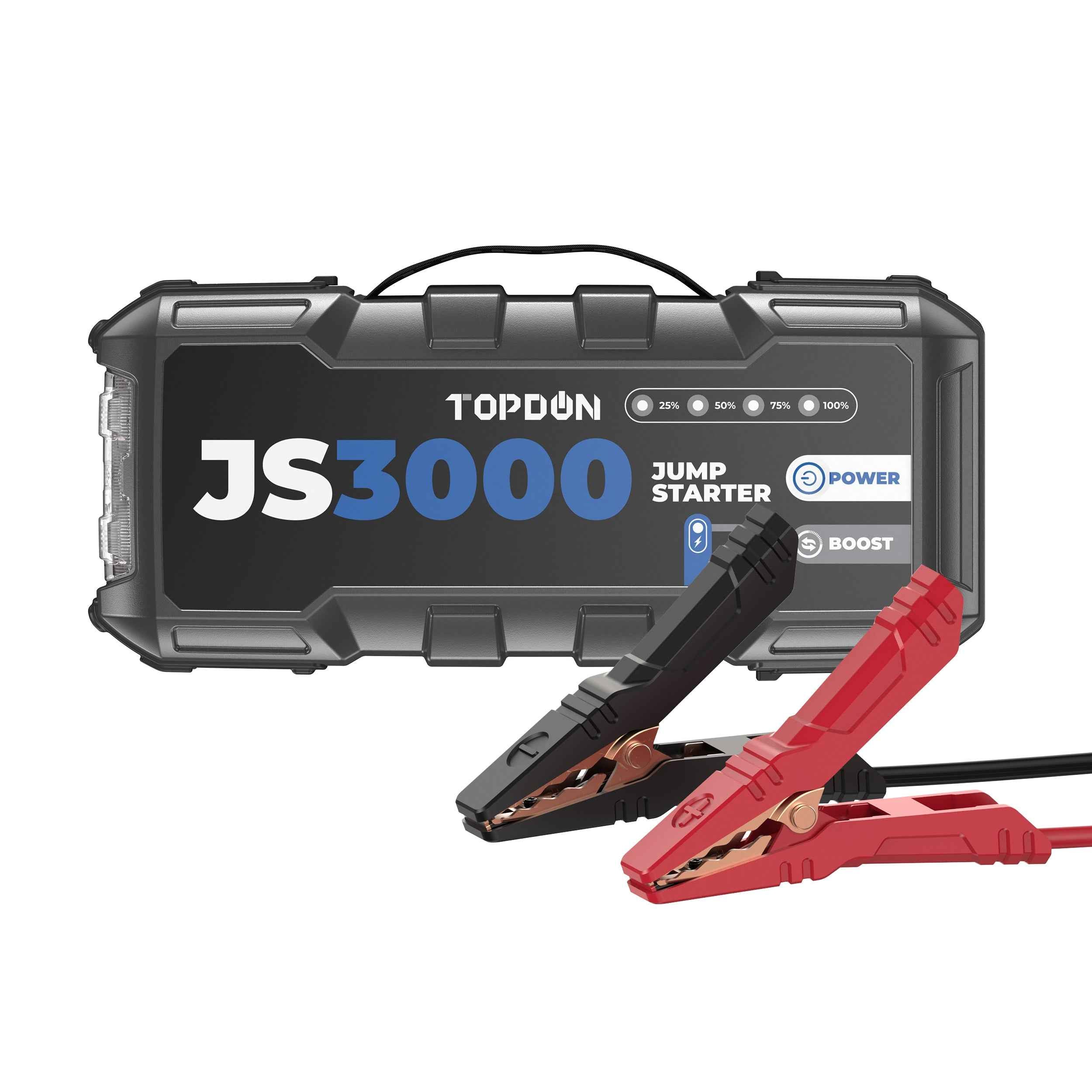TOPDON 3000 Peak Amp Battery Jumpstarter, Power Bank, & Flashlight