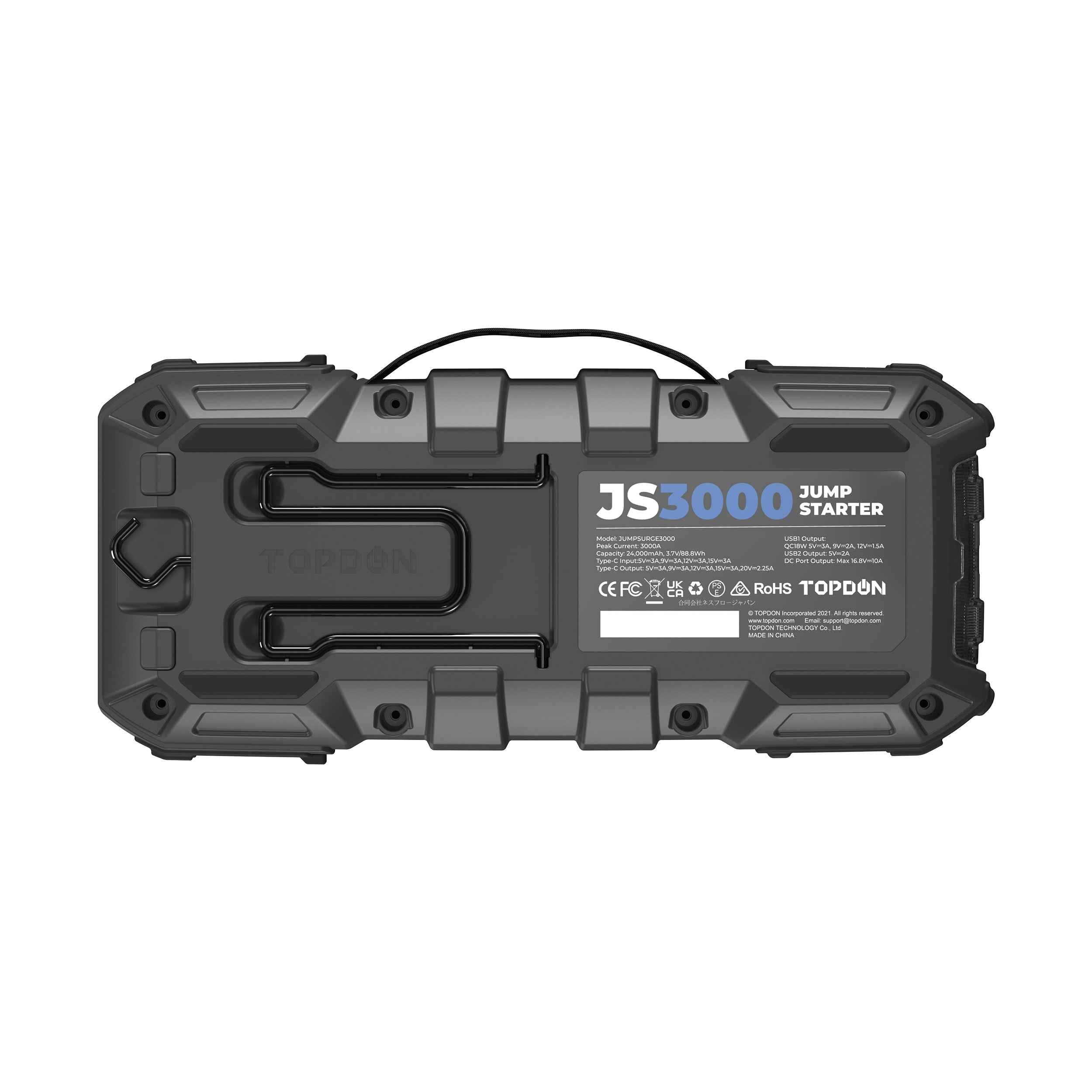 TOPDON 3000 Peak Amp Battery Jumpstarter, Power Bank, & Flashlight