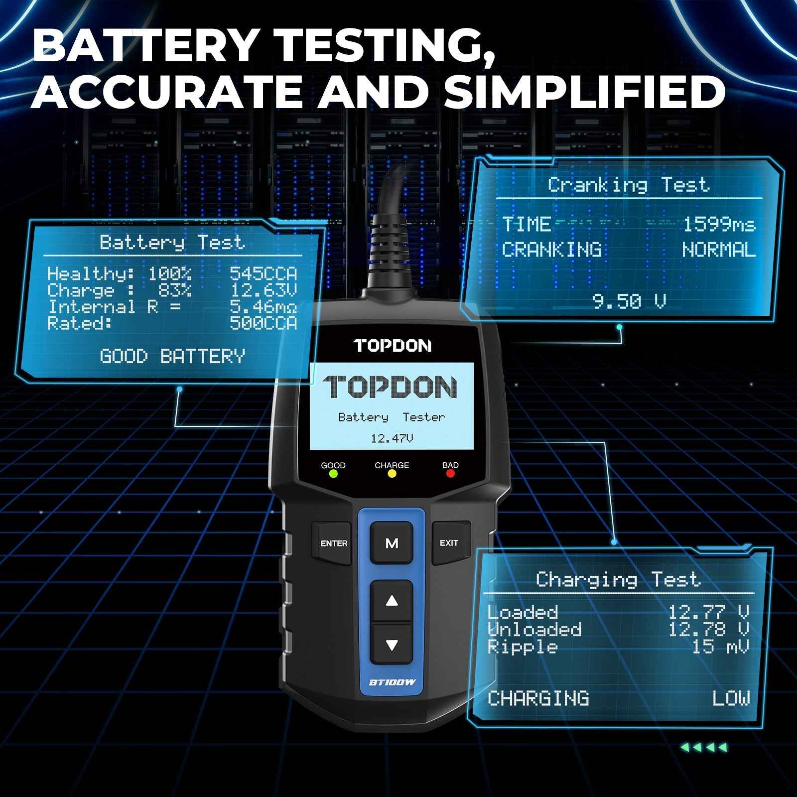TOPDON Bluetooth 12V Battery & System Tester