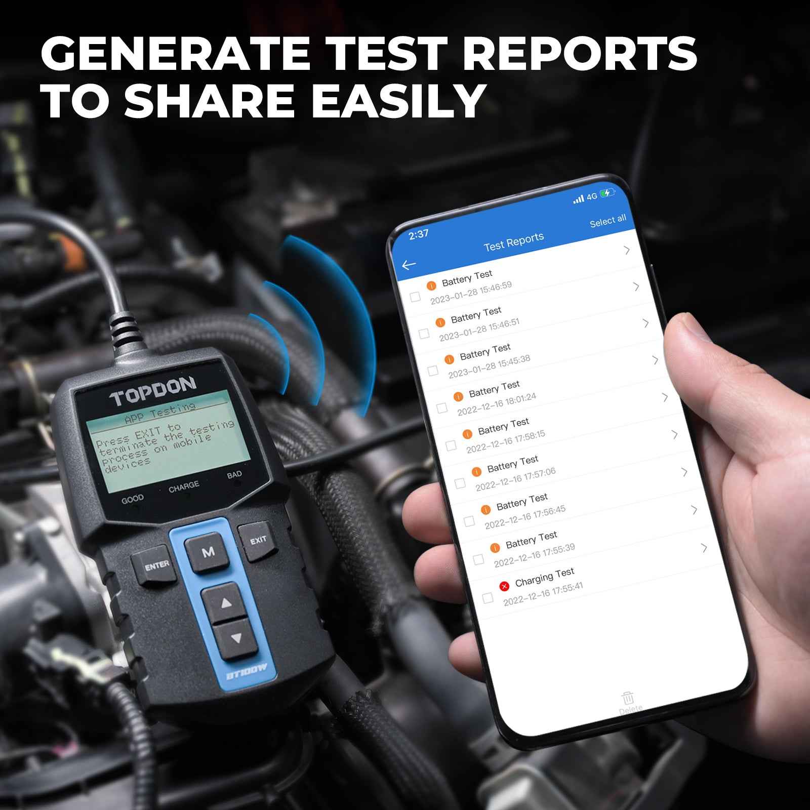TOPDON Bluetooth 12V Battery & System Tester