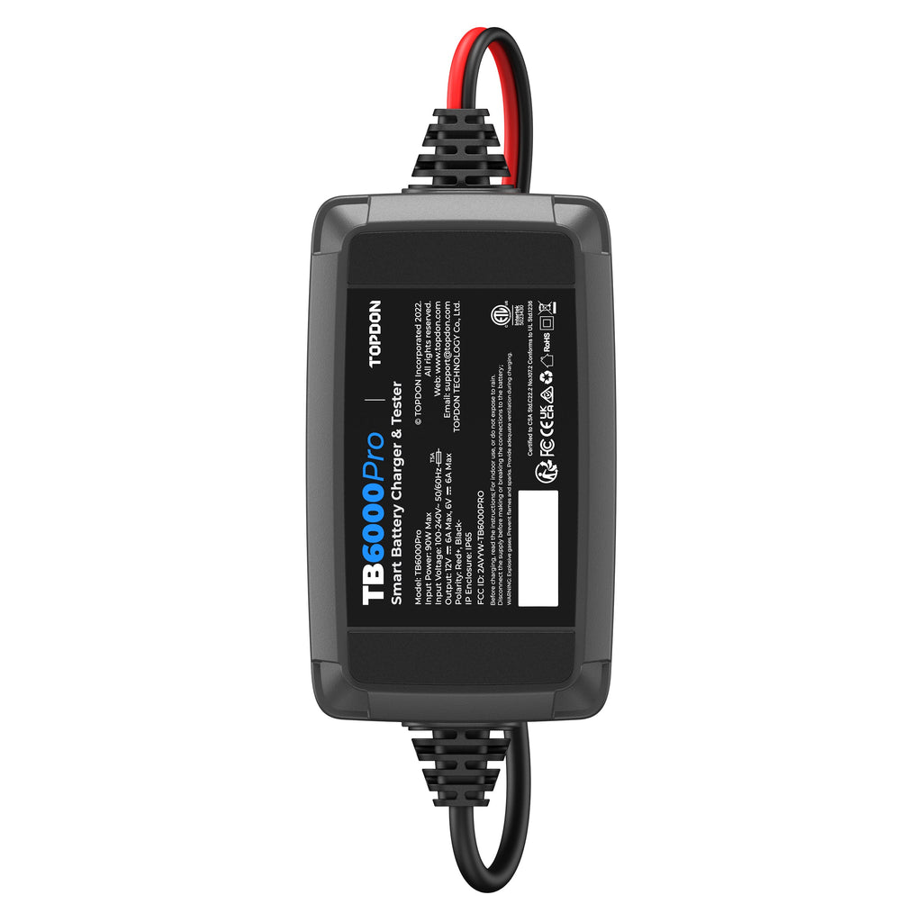 TOPDON 2-in-1 6A Battery Charger & Battery Tester with App