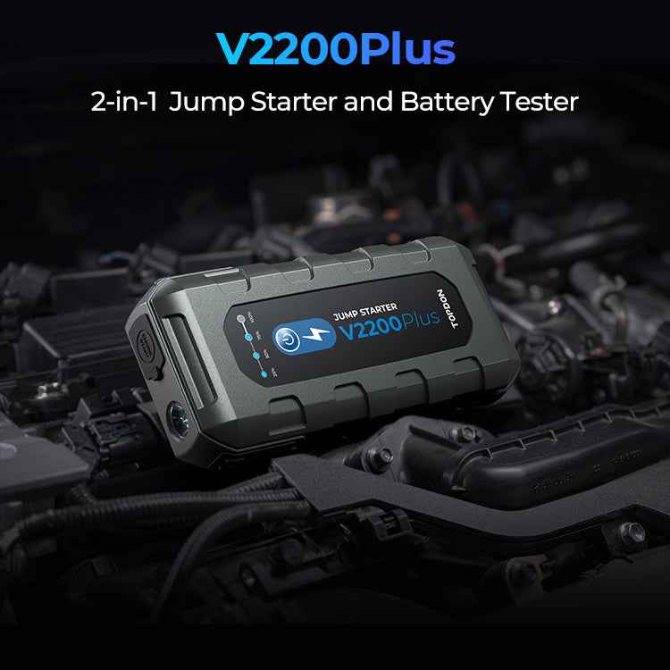 TOPDON 2-in-1 2200 Peak Amp Jump Starter & Battery/System Tester