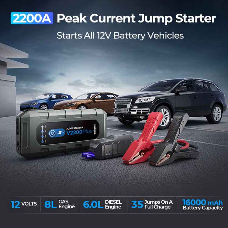 TOPDON 2-in-1 2200 Peak Amp Jump Starter & Battery/System Tester