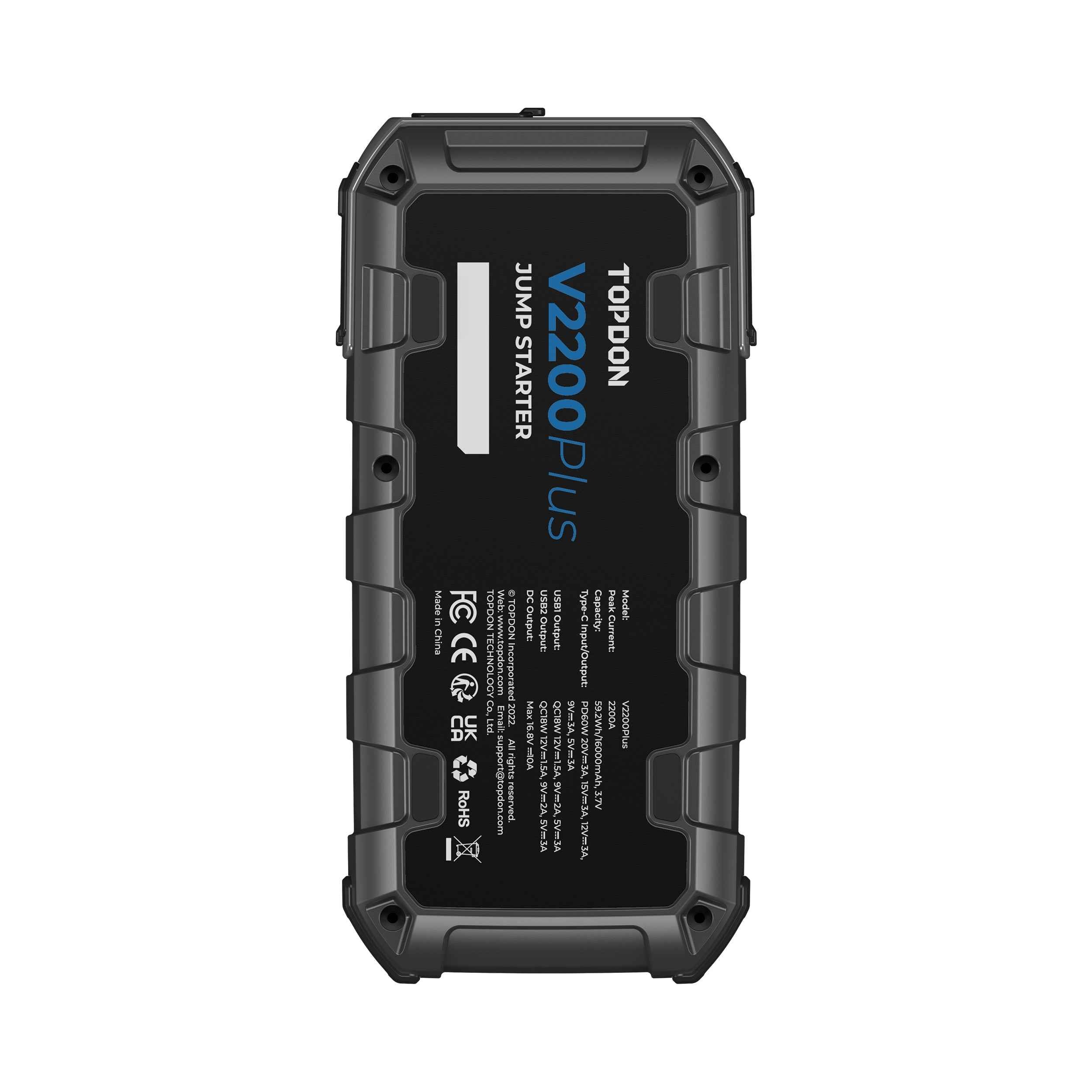 TOPDON 2-in-1 2200 Peak Amp Jump Starter & Battery/System Tester